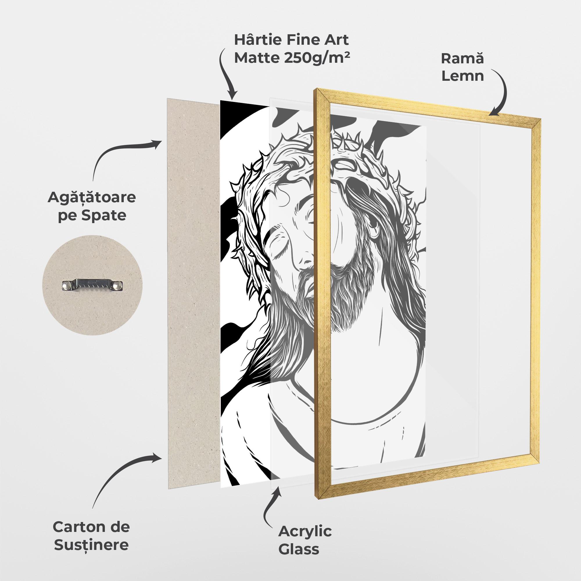 Poster Înrămat Black White Jesus mockup 1