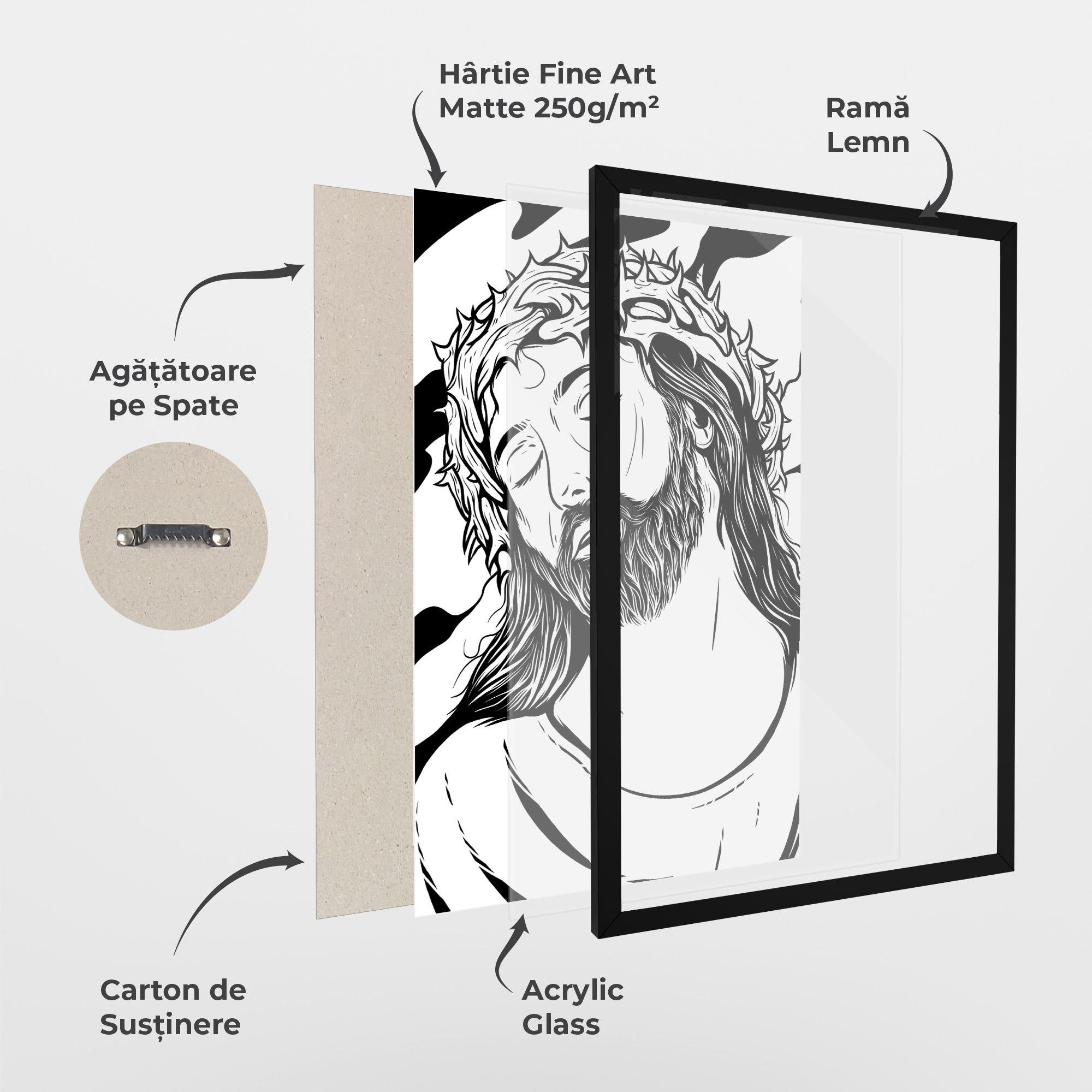 Poster Înrămat Black White Jesus mockup 1
