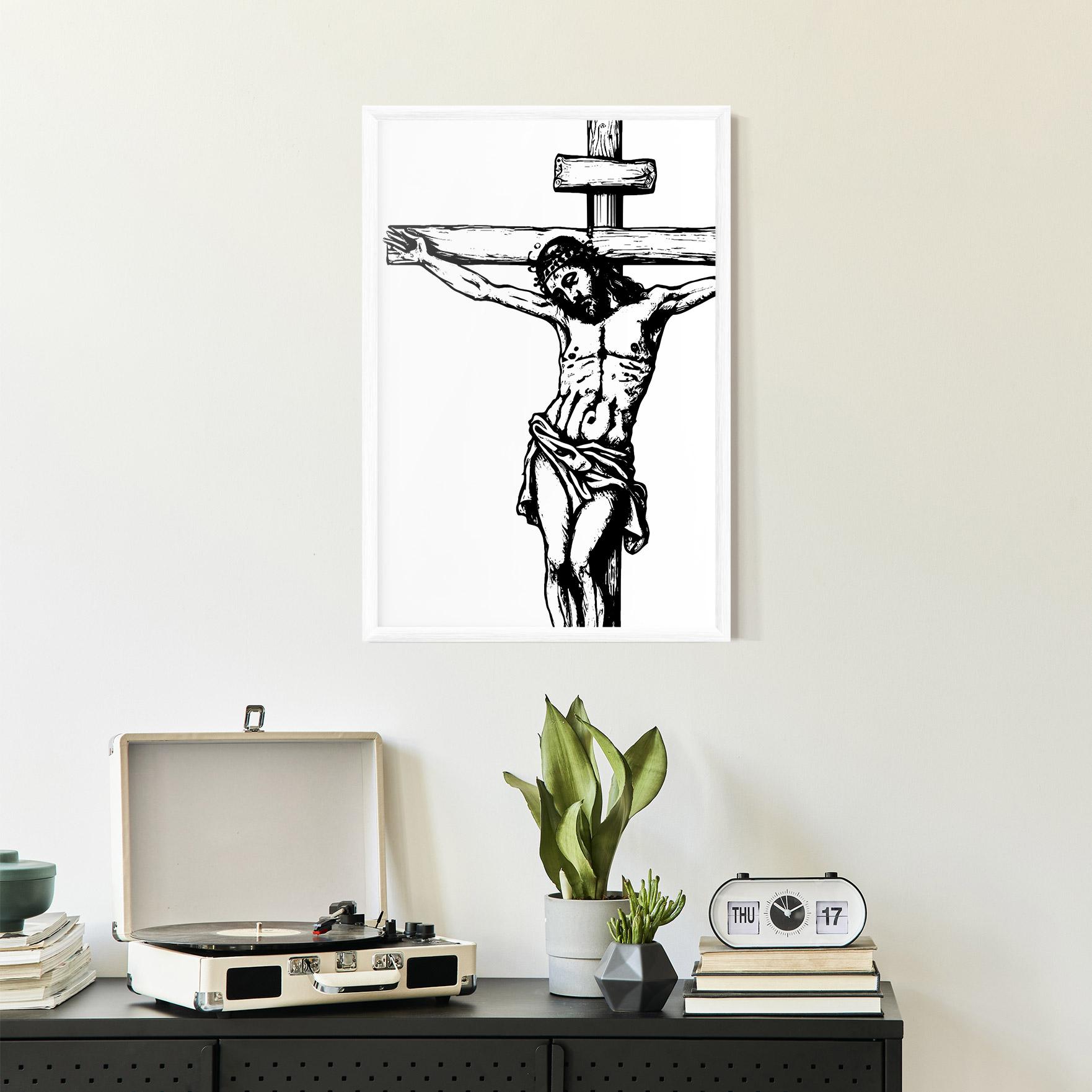 Poster Înrămat Jesus Black Line mockup 2