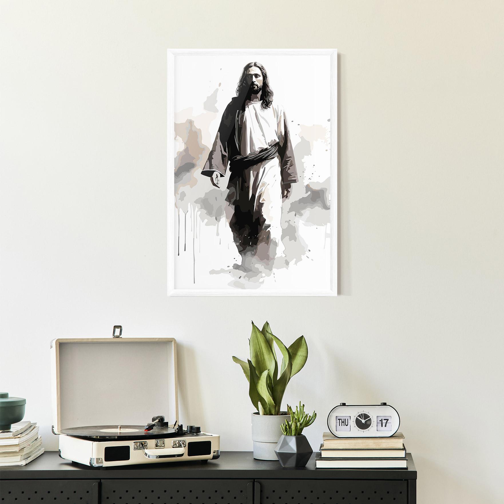 Poster Înrămat Watercolor Jesus mockup 2