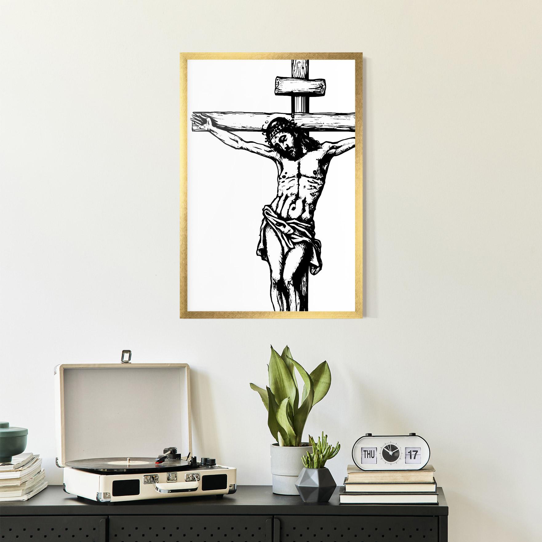Poster Înrămat Jesus Black Line mockup 2