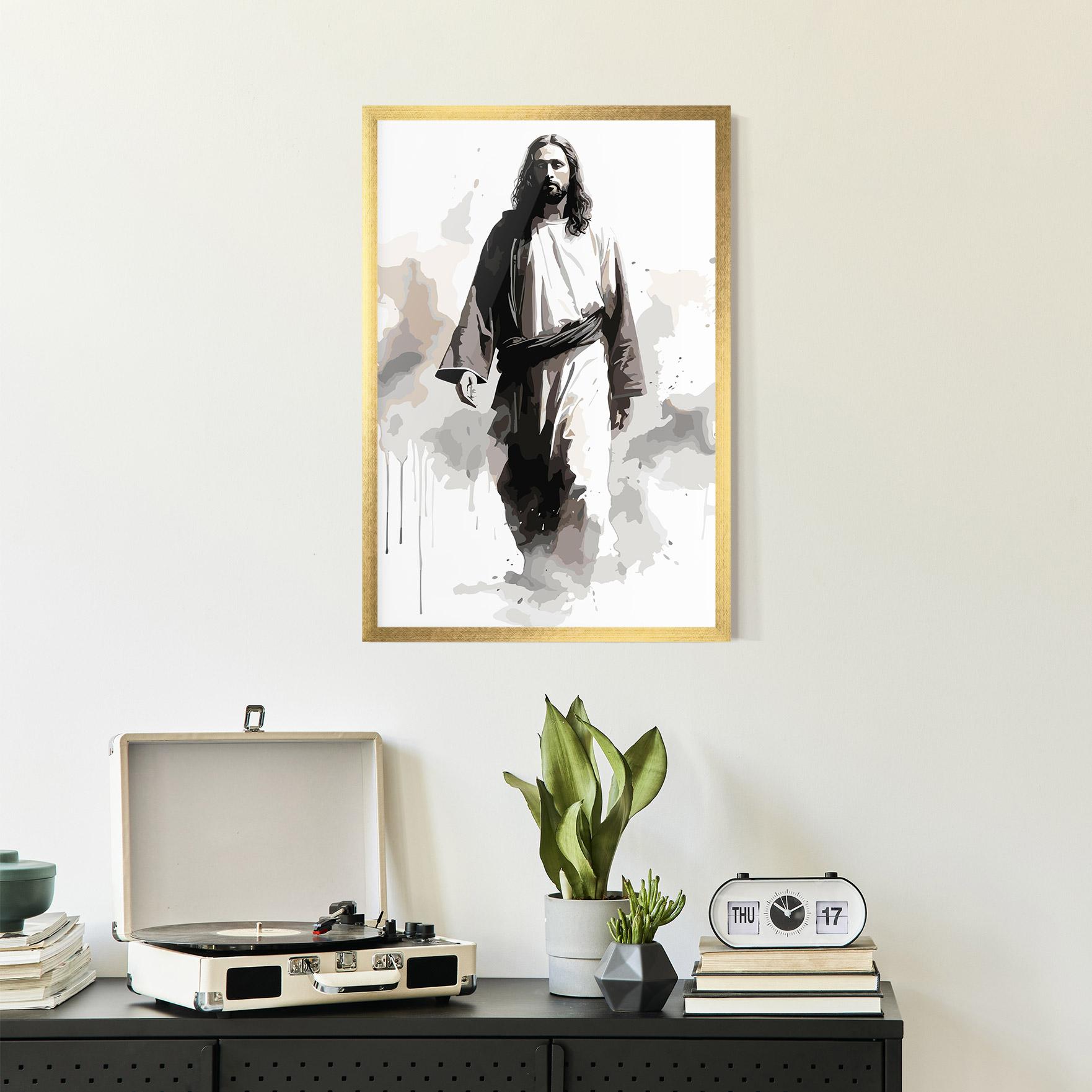 Poster Înrămat Watercolor Jesus mockup 2