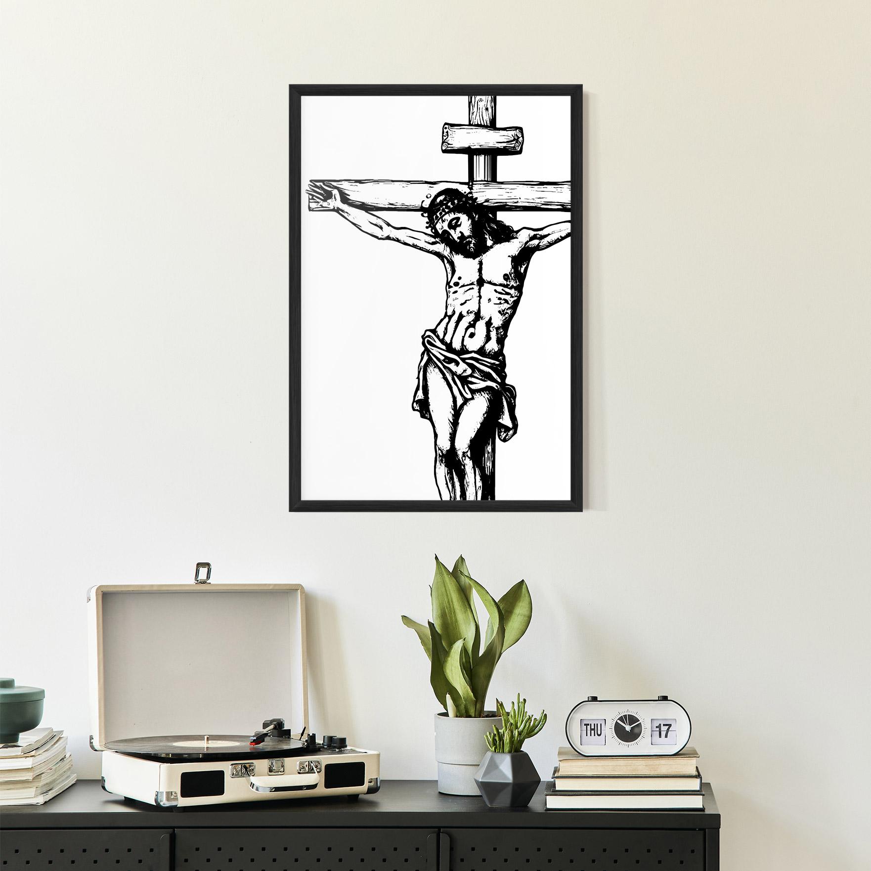 Poster Înrămat Jesus Black Line mockup 2