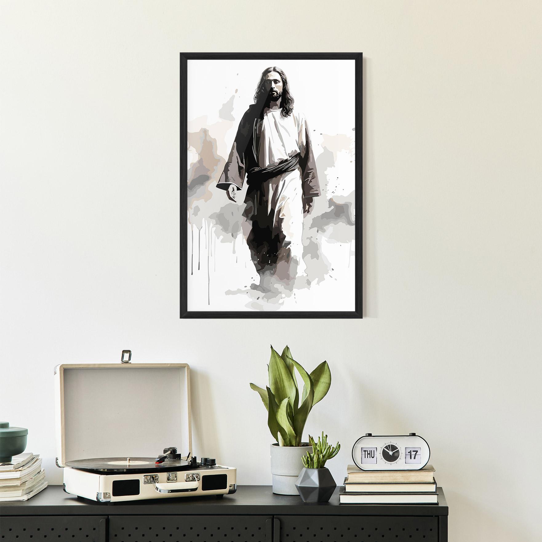 Poster Înrămat Watercolor Jesus mockup 2