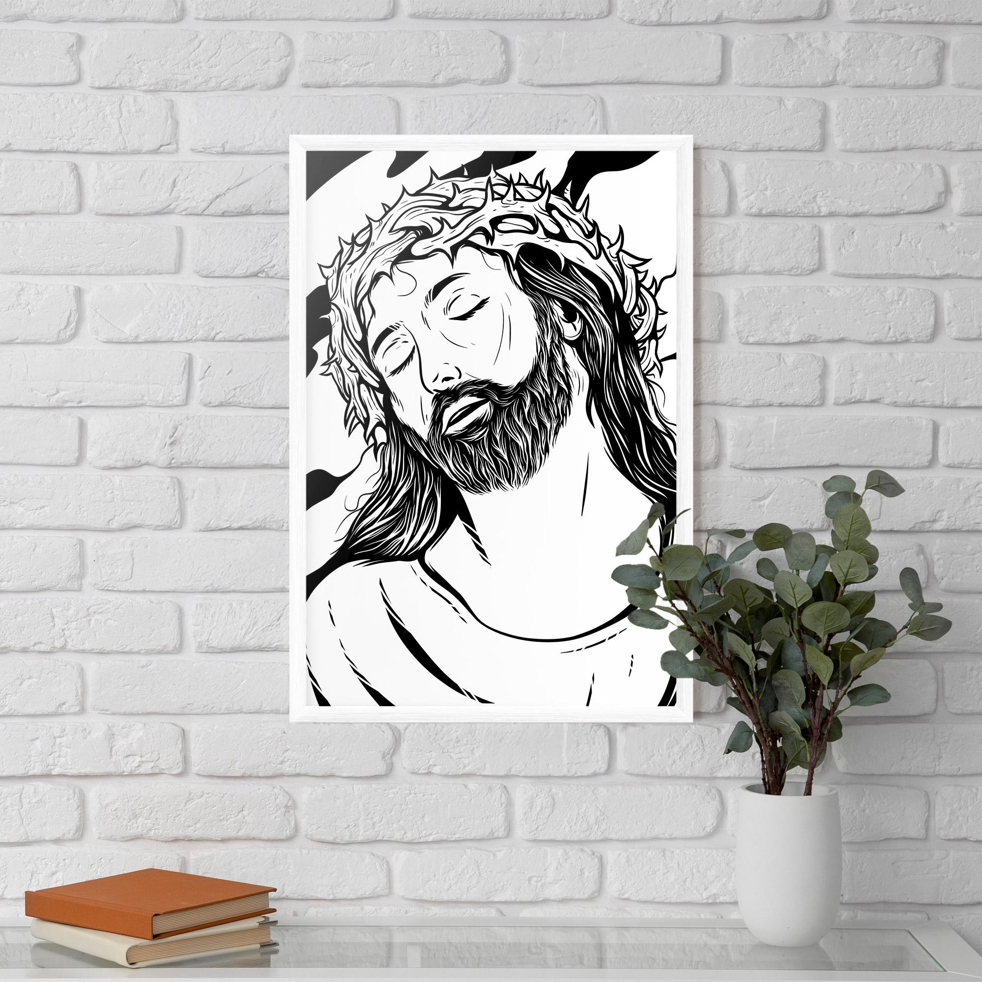 Poster Înrămat Black White Jesus mockup 5