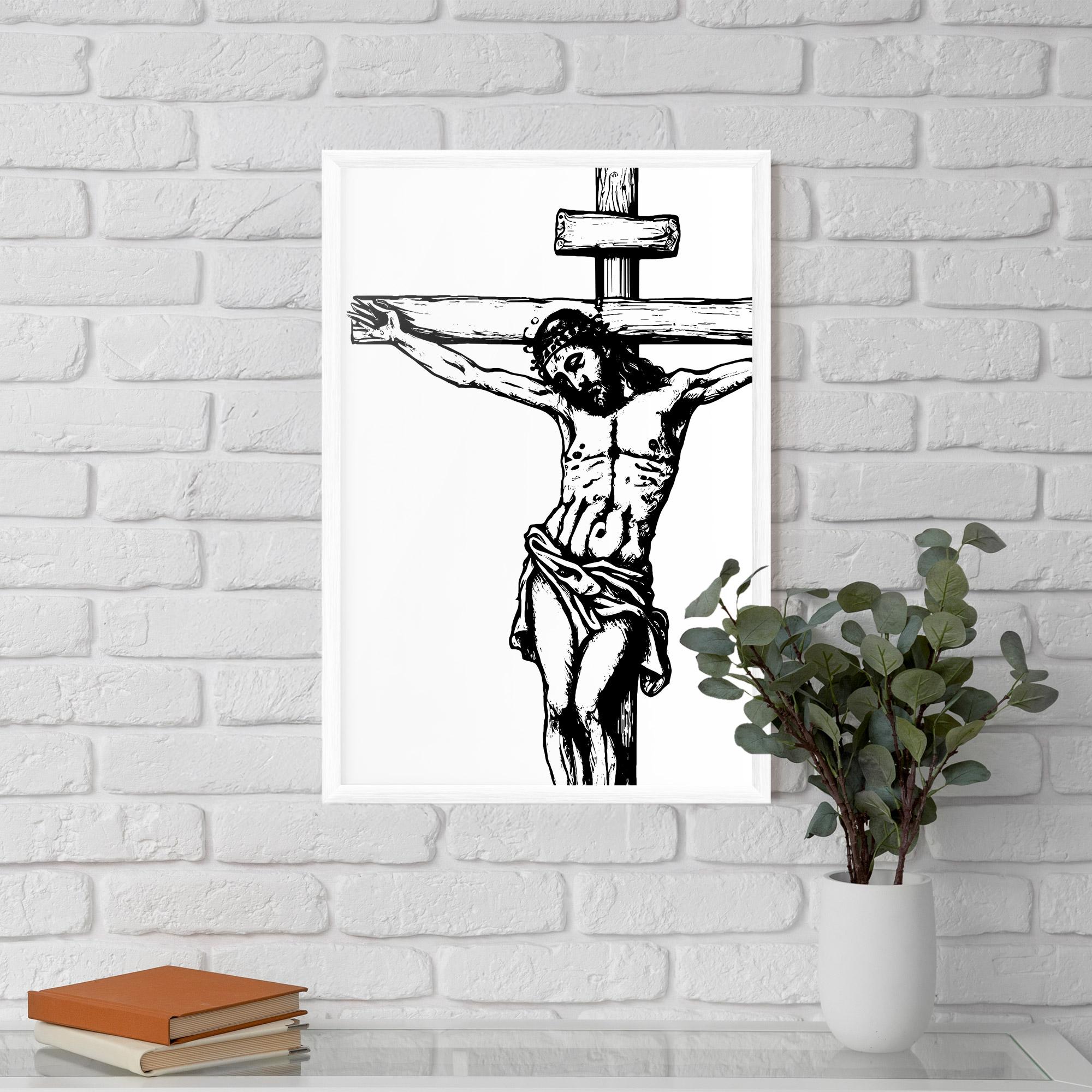 Poster Înrămat Jesus Black Line mockup 5
