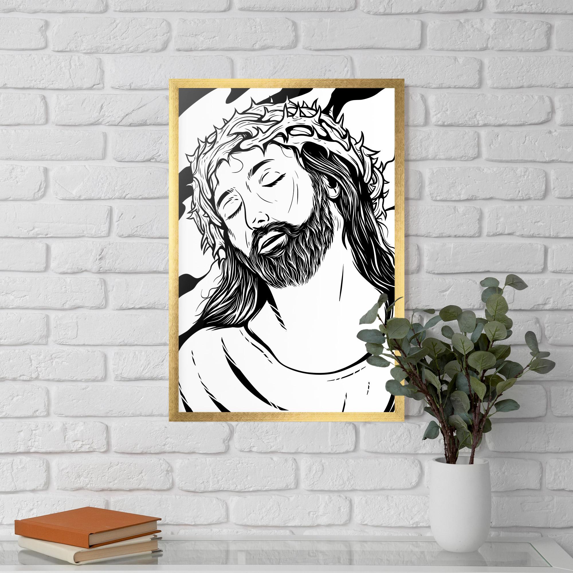 Poster Înrămat Black White Jesus mockup 5