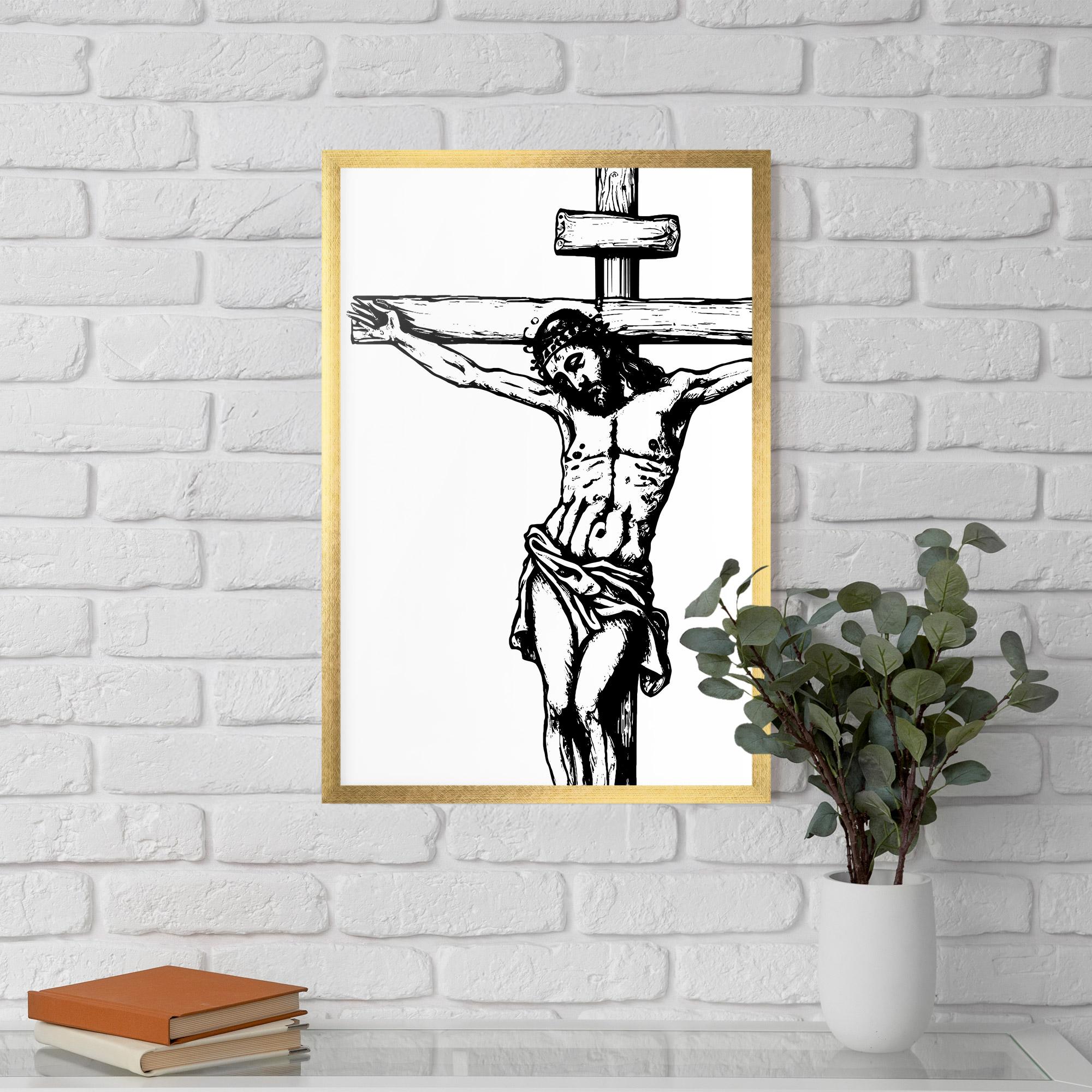 Poster Înrămat Jesus Black Line mockup 5