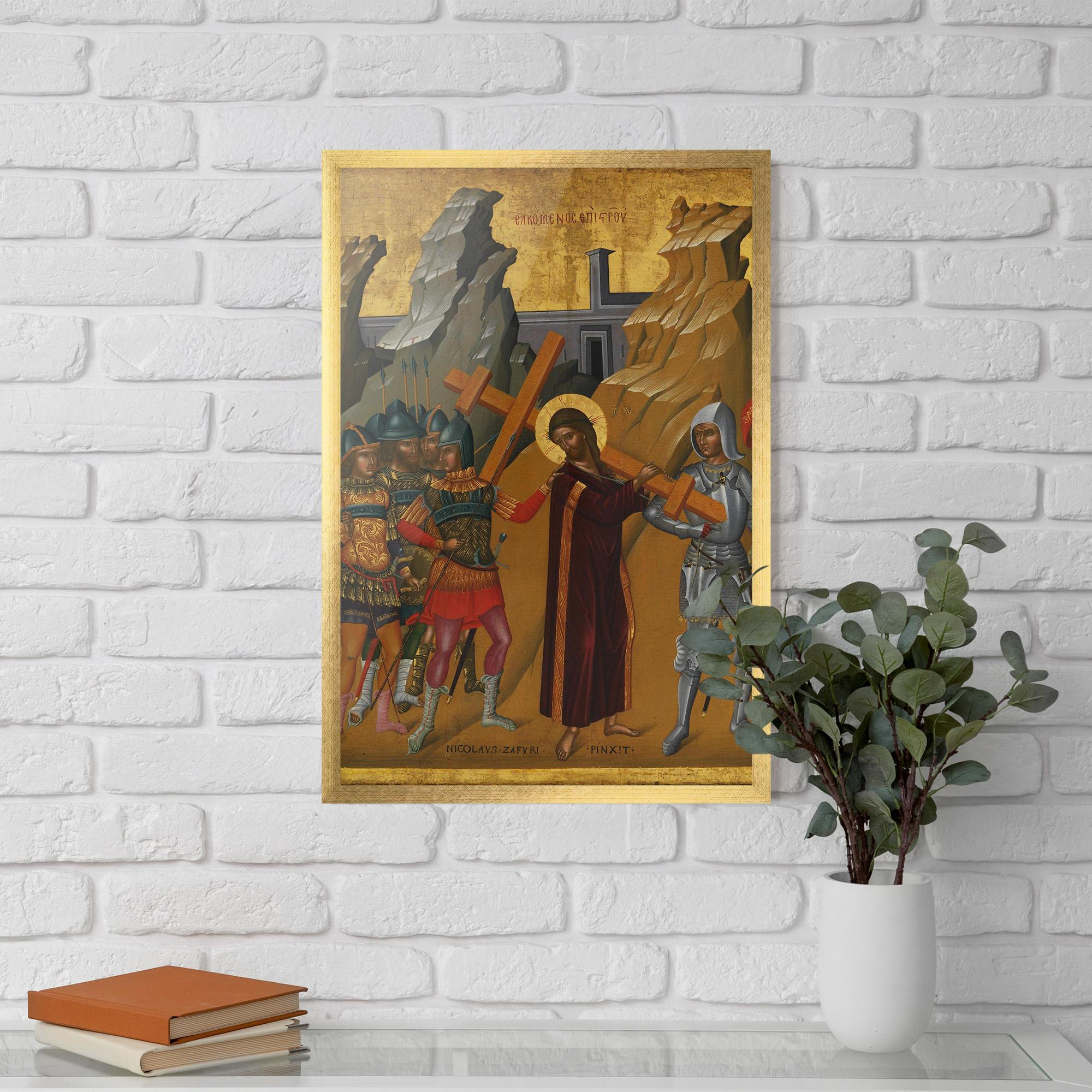 Poster Înrămat Walking With Cross mockup 5