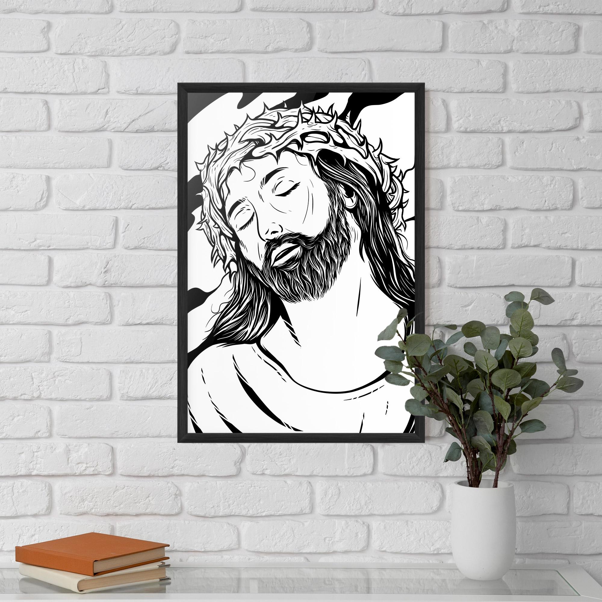 Poster Înrămat Black White Jesus mockup 5