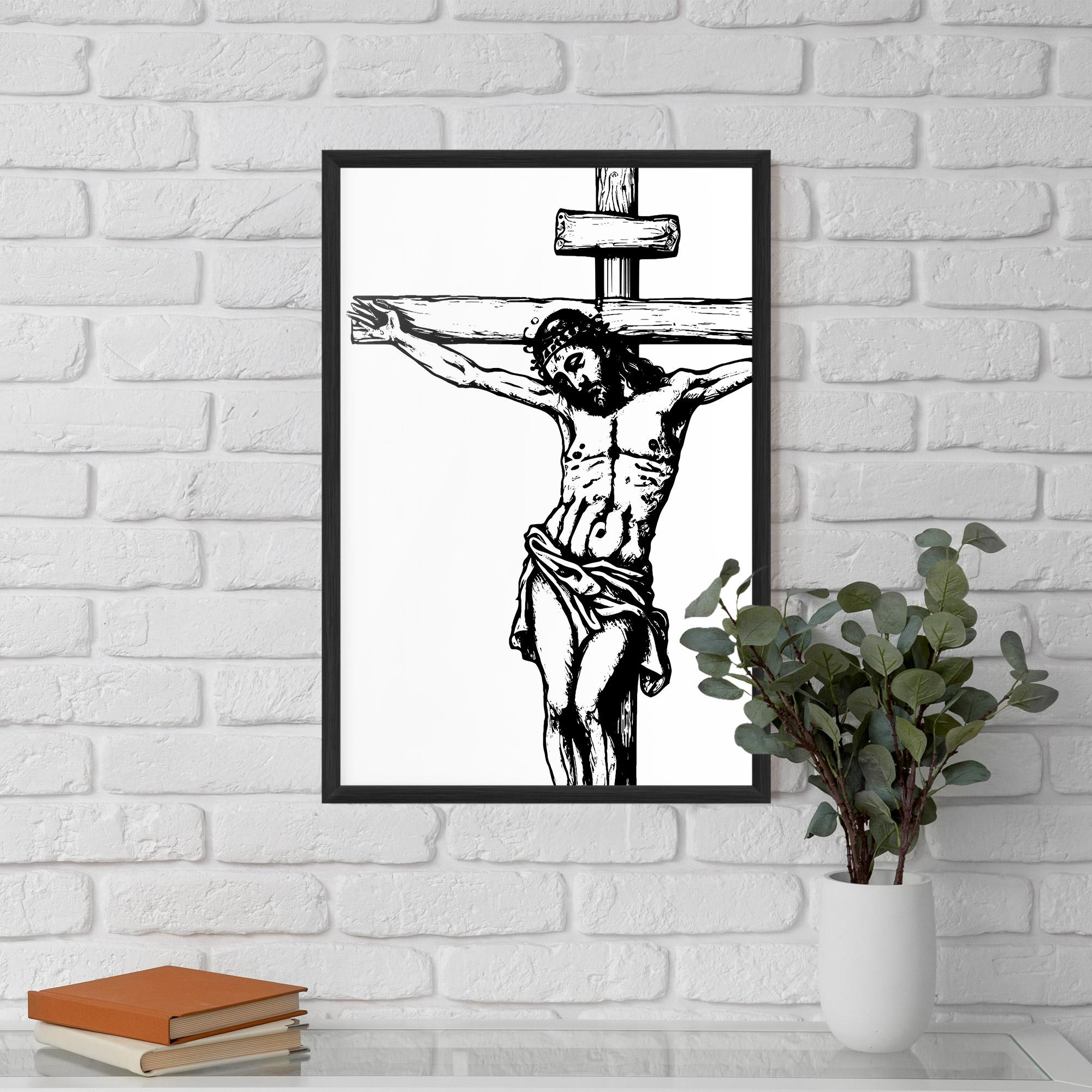 Poster Înrămat Jesus Black Line mockup 5