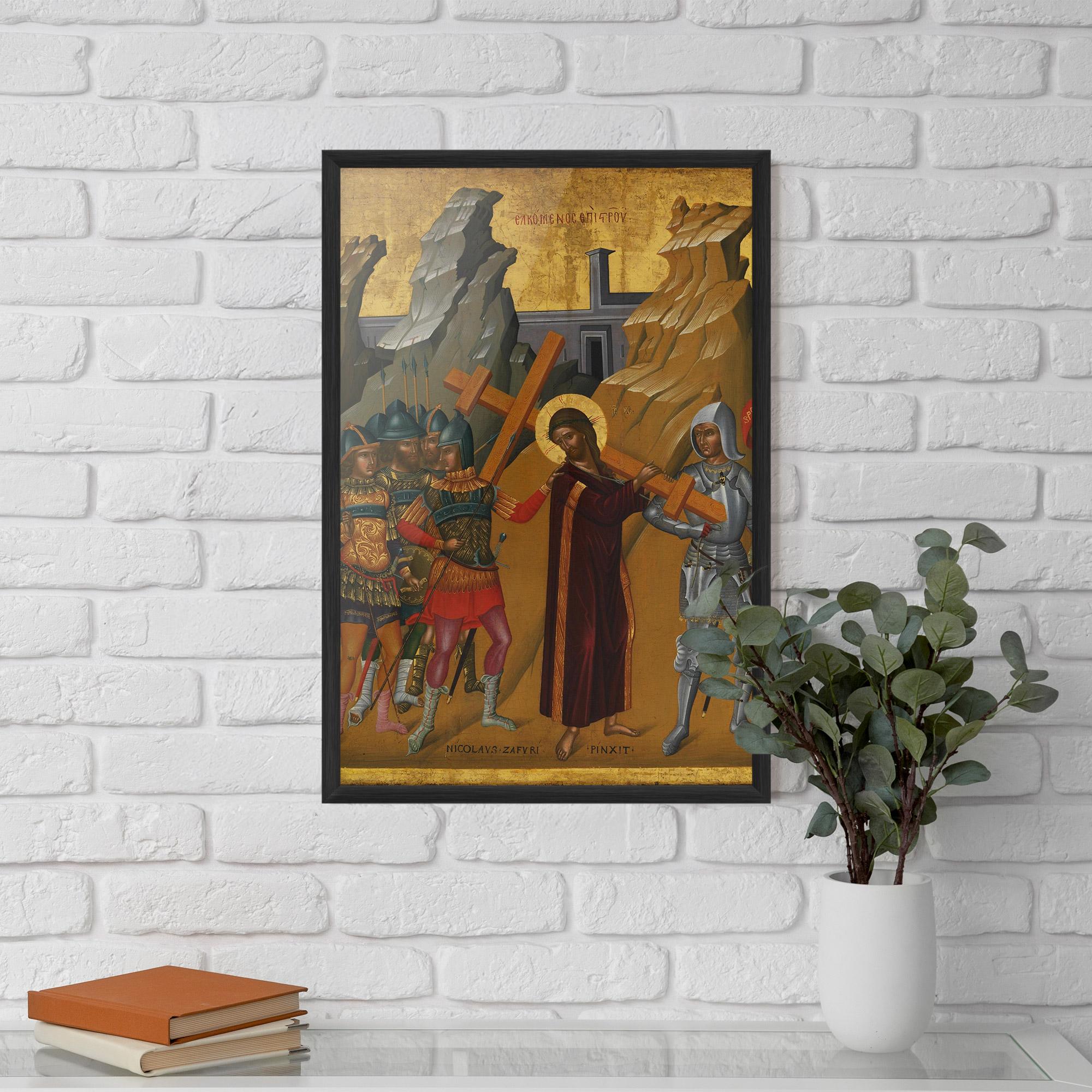 Poster Înrămat Walking With Cross mockup 5