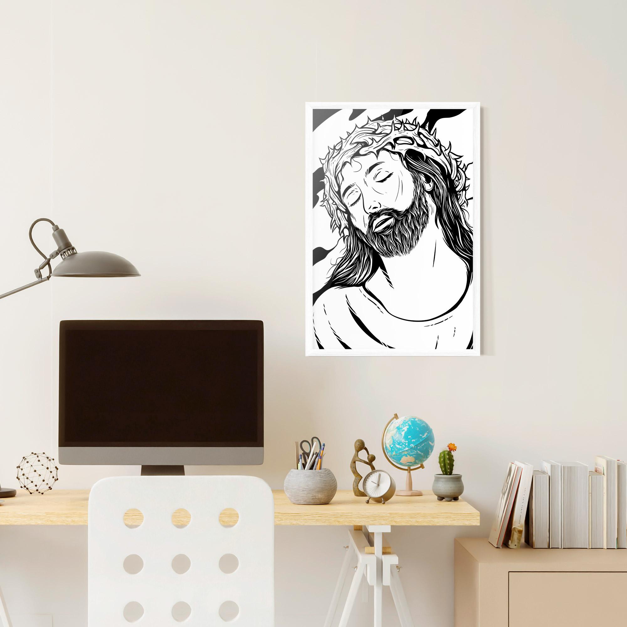 Poster Înrămat Black White Jesus mockup 6