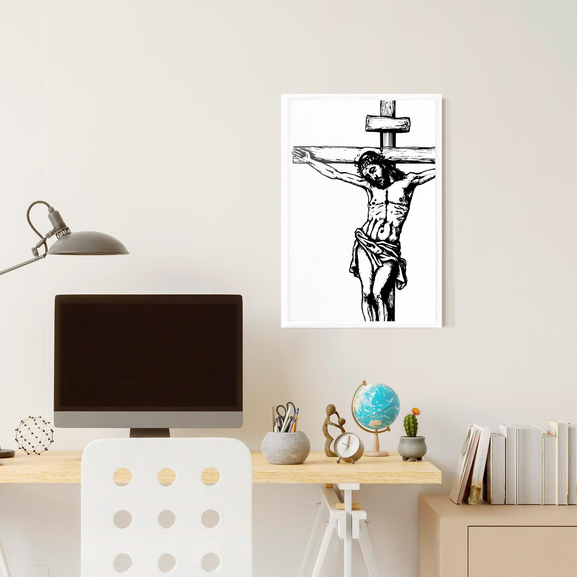Poster Înrămat Jesus Black Line mockup 6