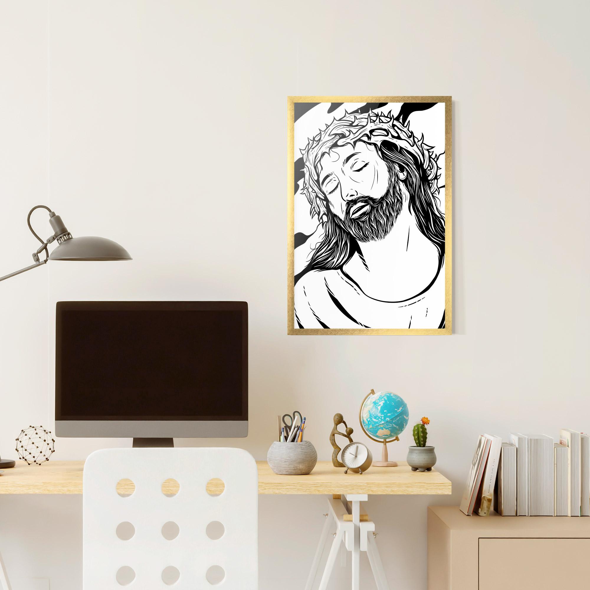 Poster Înrămat Black White Jesus mockup 6