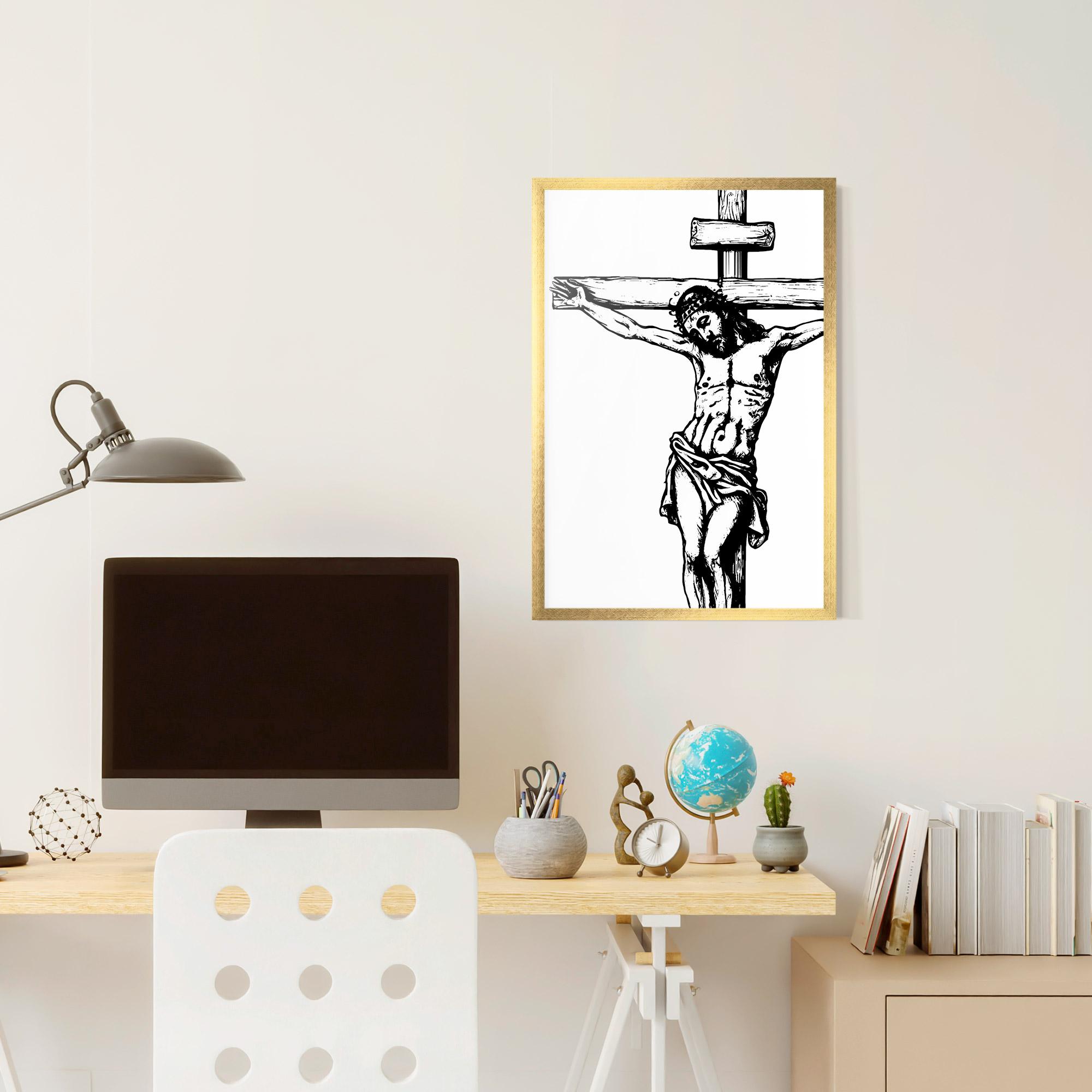 Poster Înrămat Jesus Black Line mockup 6