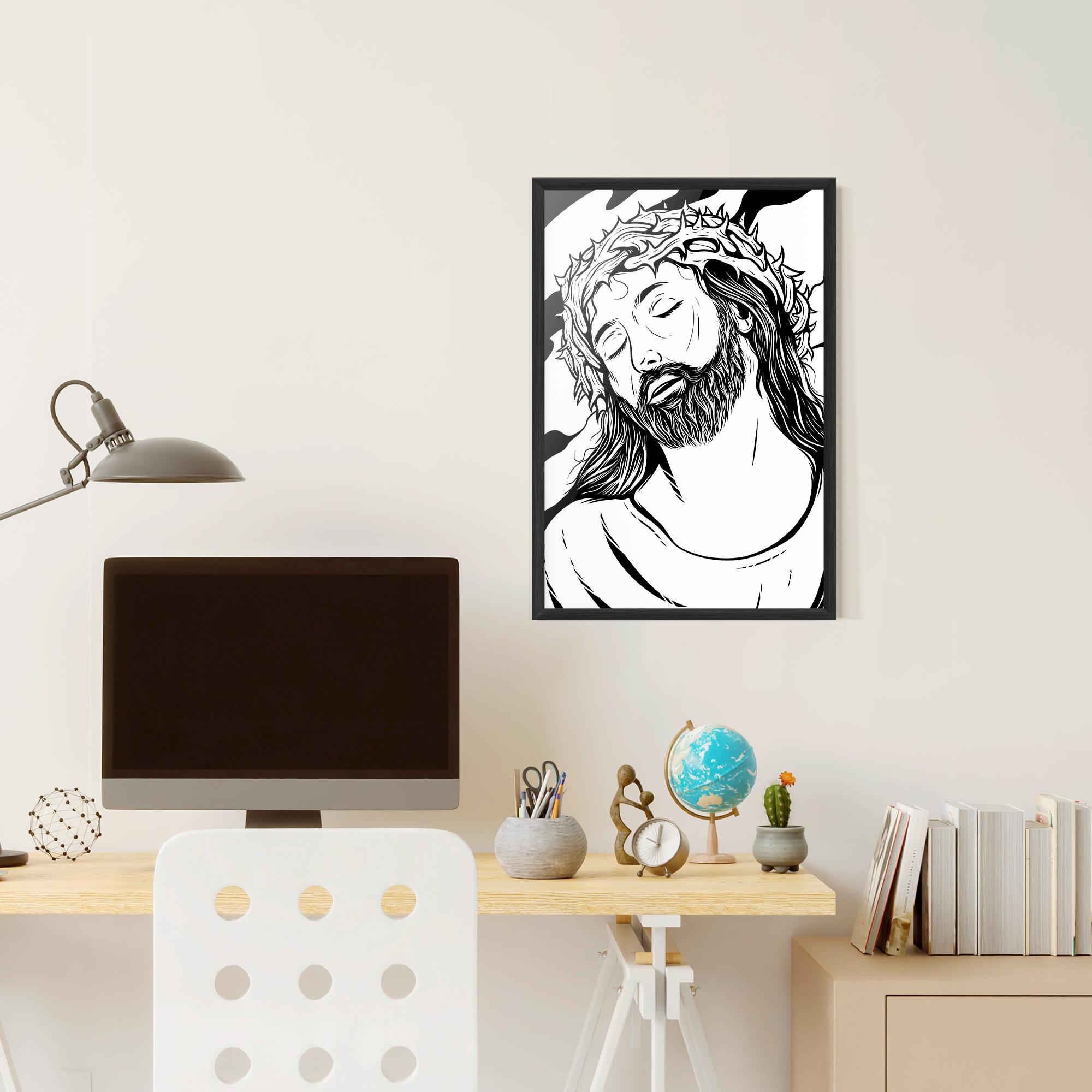 Poster Înrămat Black White Jesus mockup 6