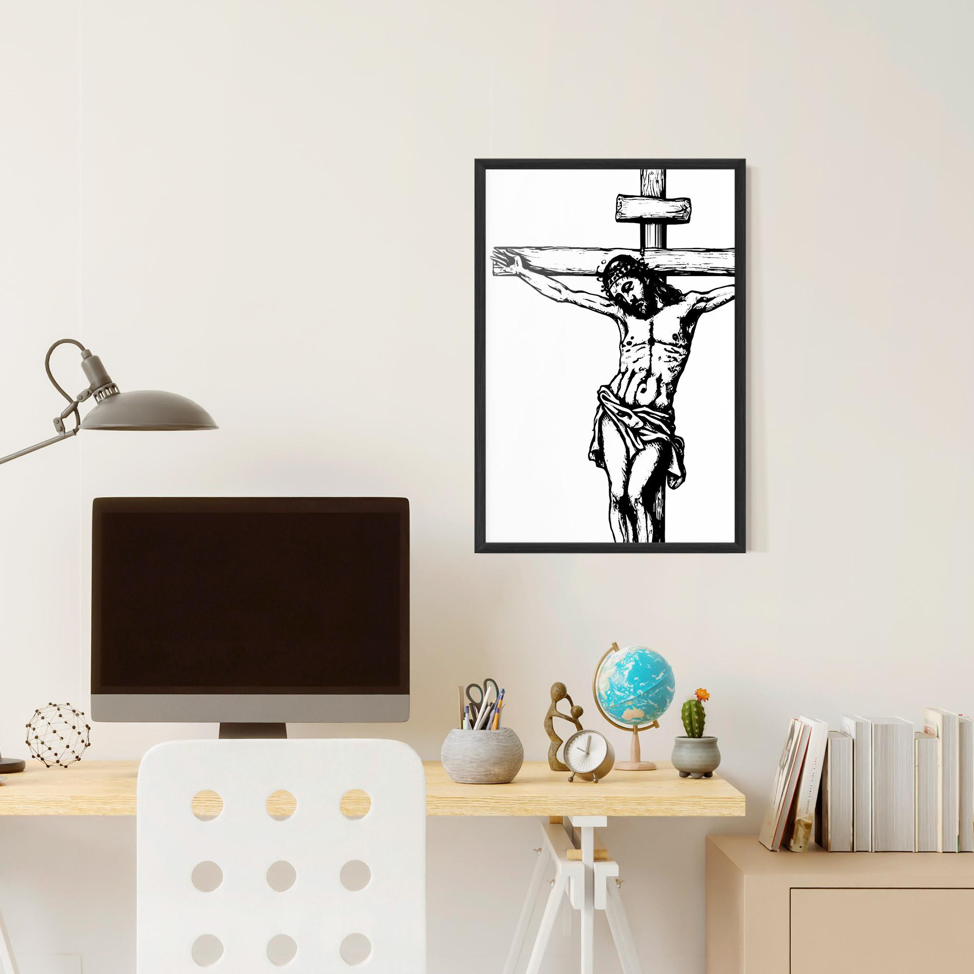 Poster Înrămat Jesus Black Line mockup 6