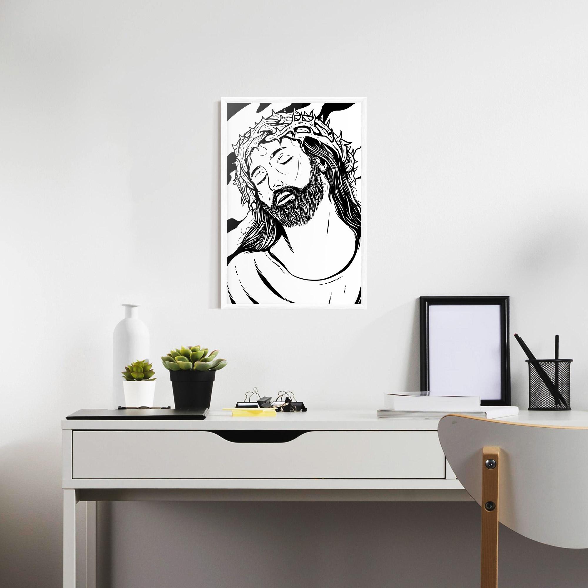 Poster Înrămat Black White Jesus mockup 7