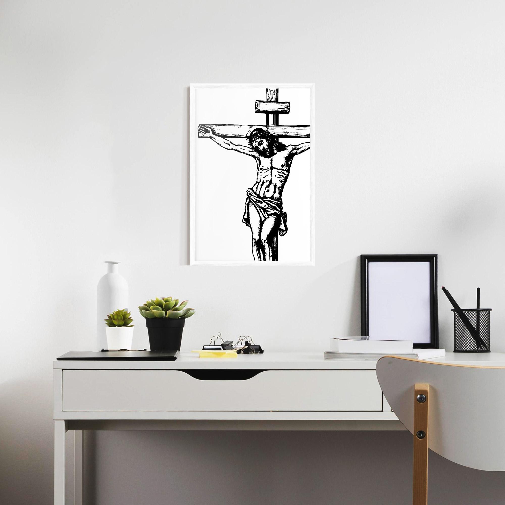 Poster Înrămat Jesus Black Line mockup 7