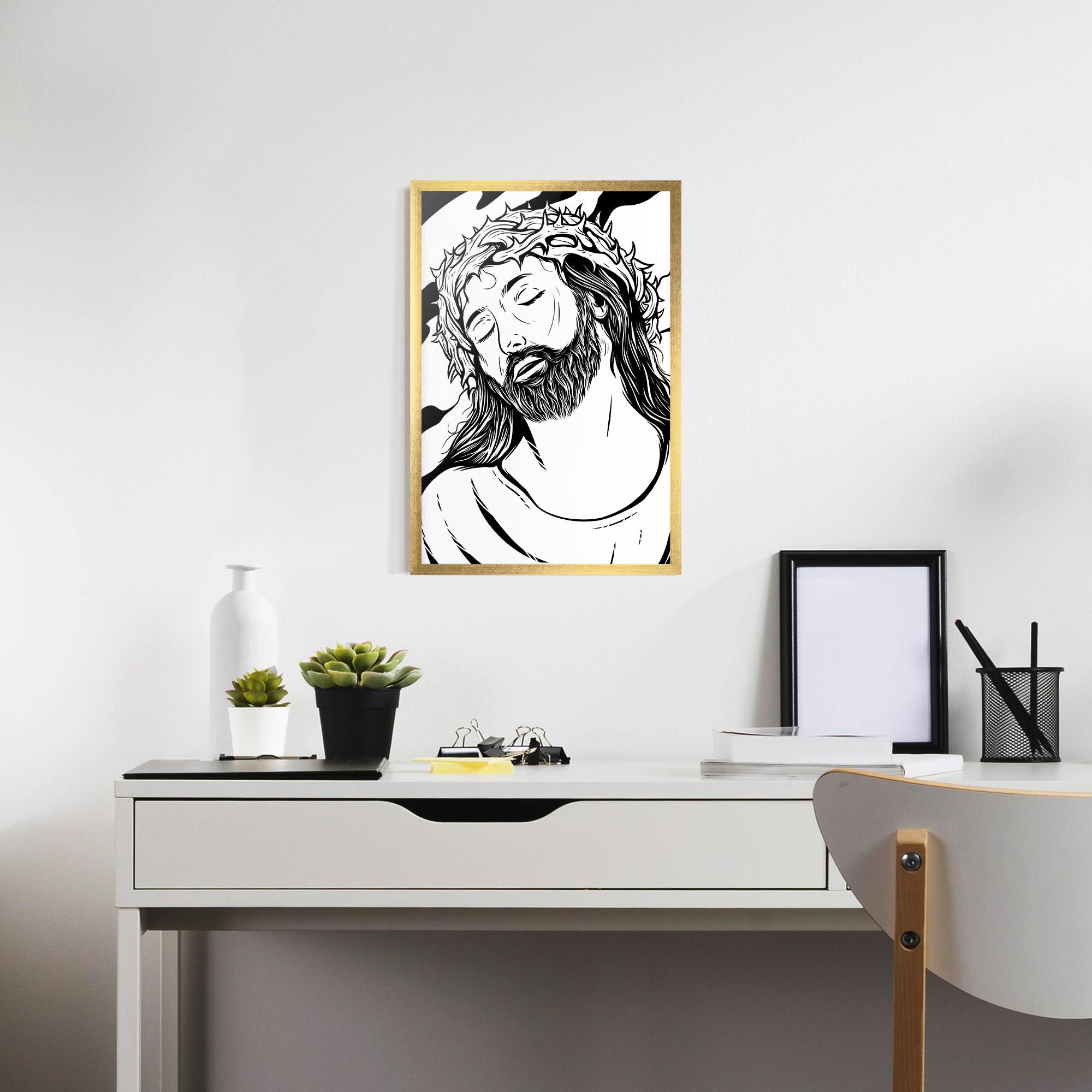 Poster Înrămat Black White Jesus mockup 7