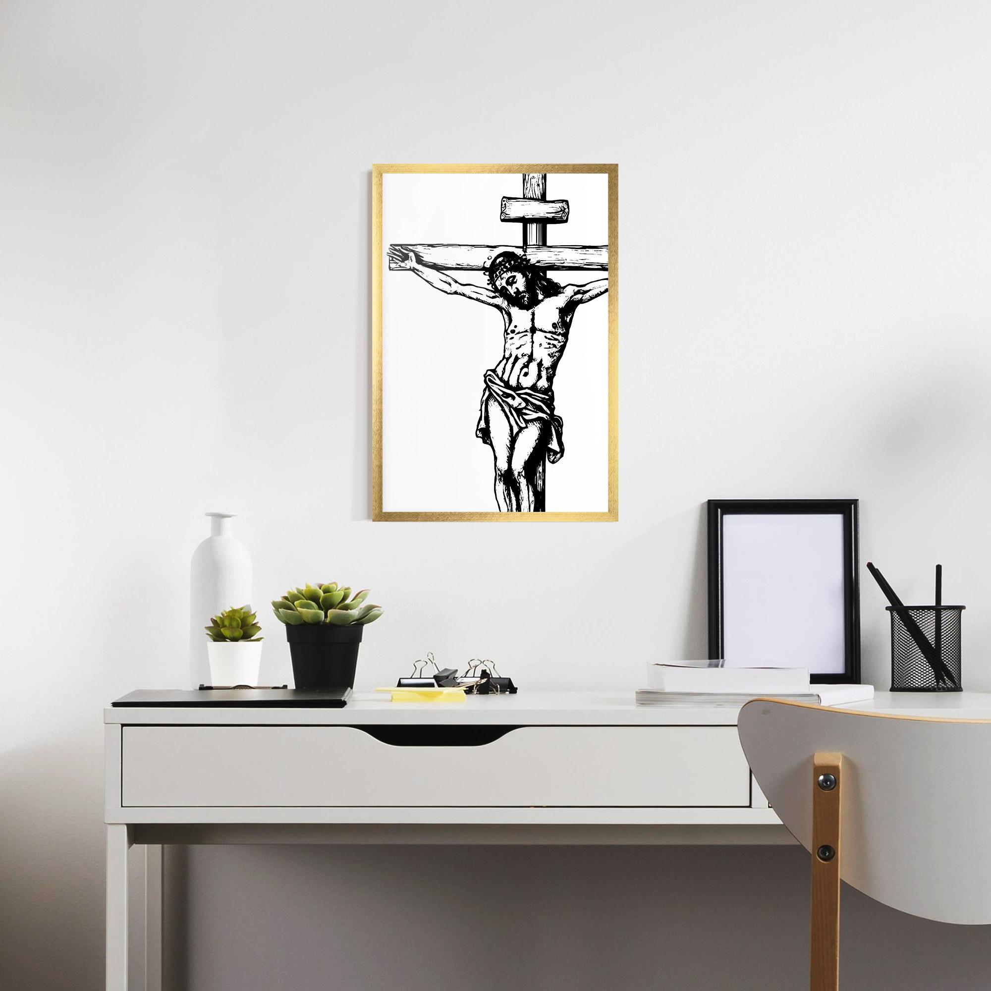 Poster Înrămat Jesus Black Line mockup 7