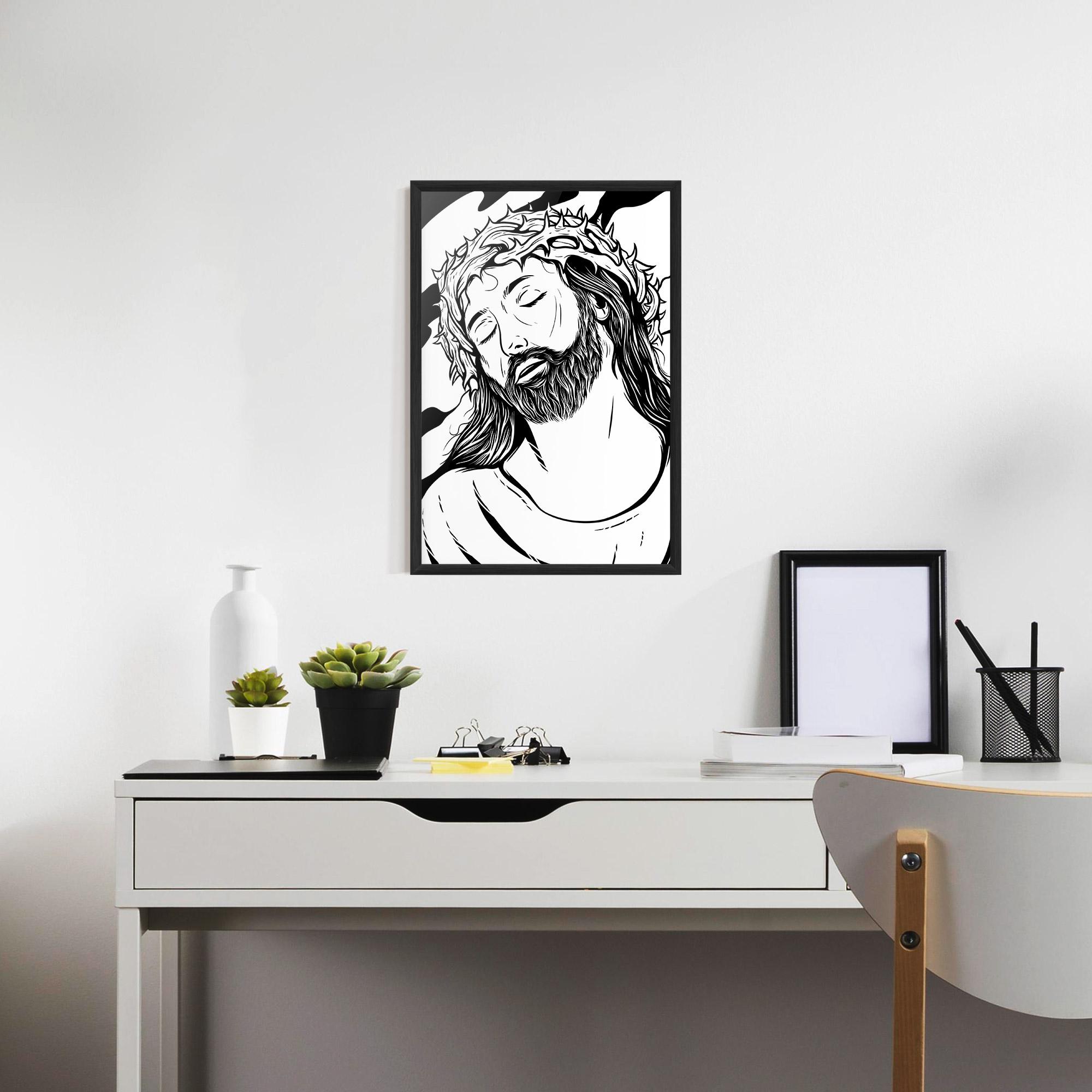 Poster Înrămat Black White Jesus mockup 7
