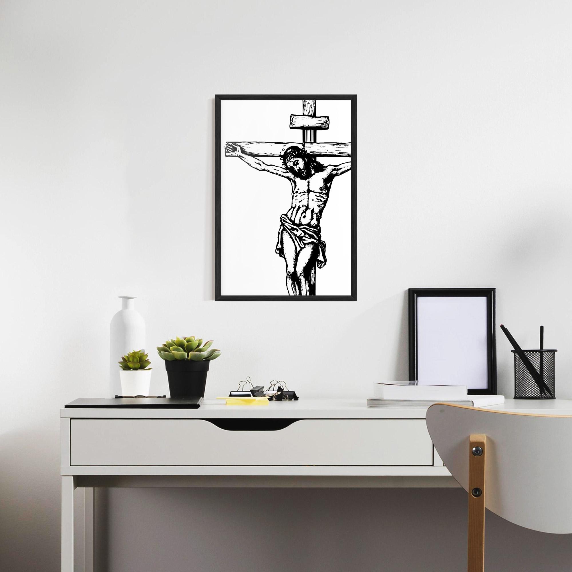 Poster Înrămat Jesus Black Line mockup 7
