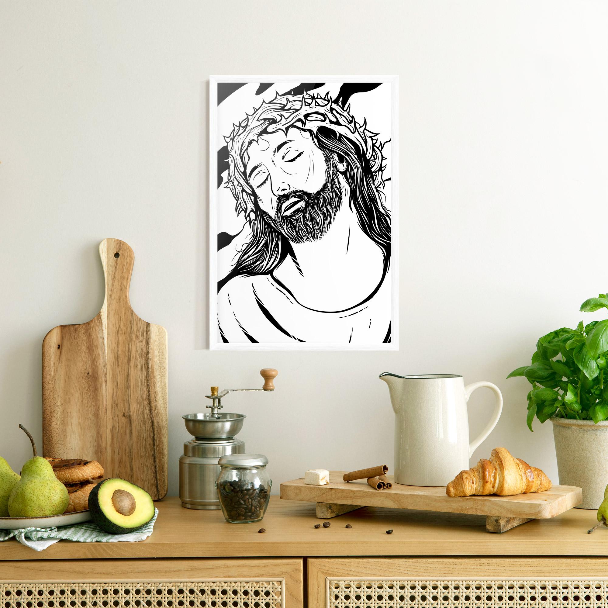 Poster Înrămat Black White Jesus mockup 8