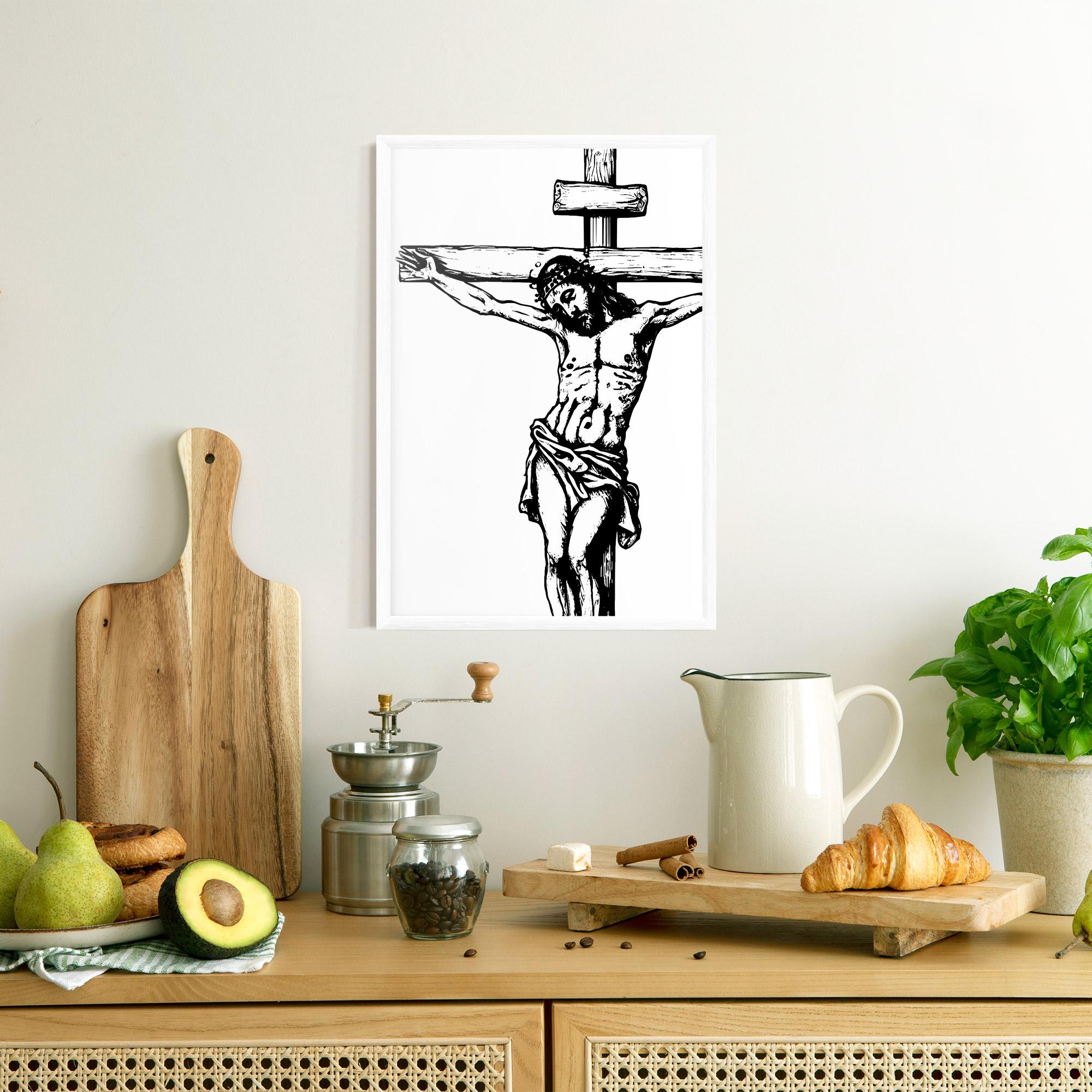 Poster Înrămat Jesus Black Line mockup 8