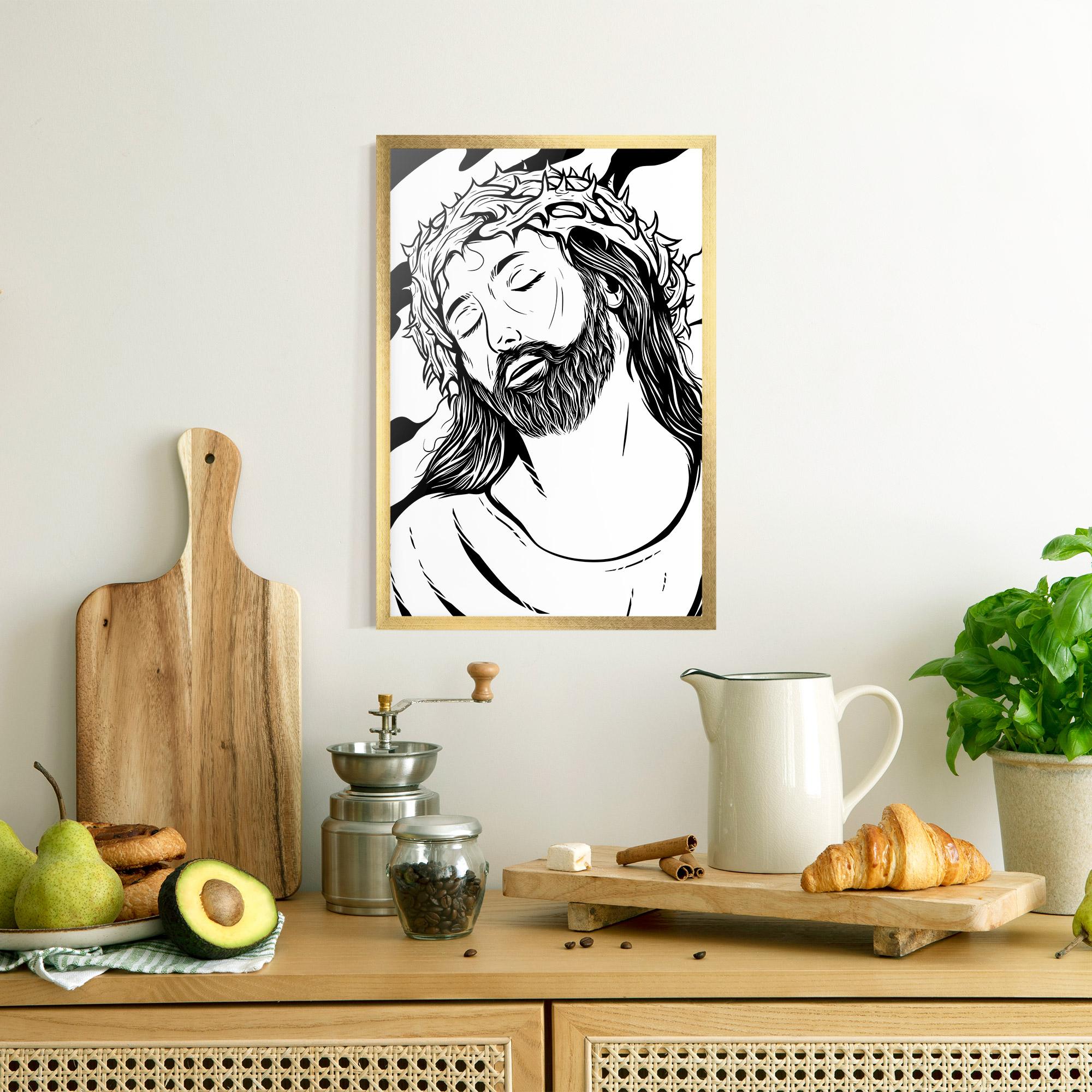 Poster Înrămat Black White Jesus mockup 8