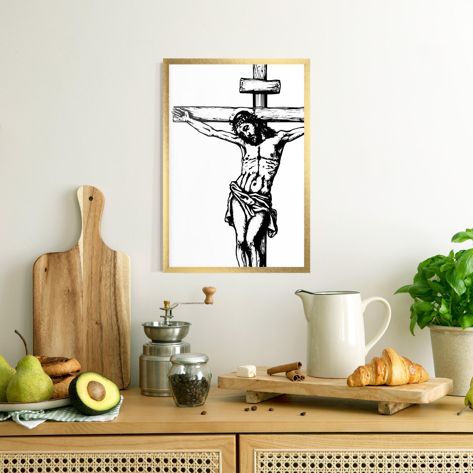 Poster Înrămat Jesus Black Line mockup 8