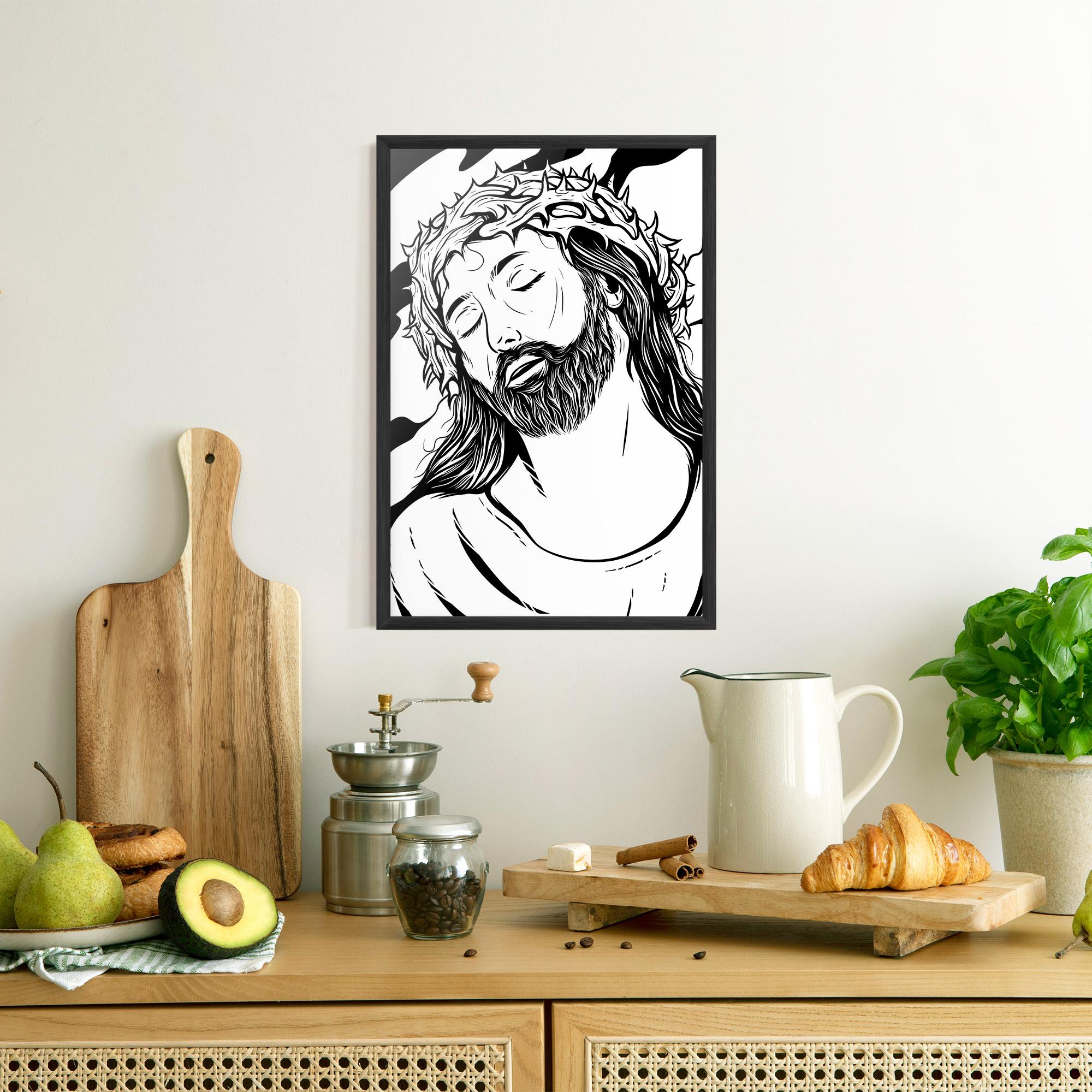 Poster Înrămat Black White Jesus mockup 8