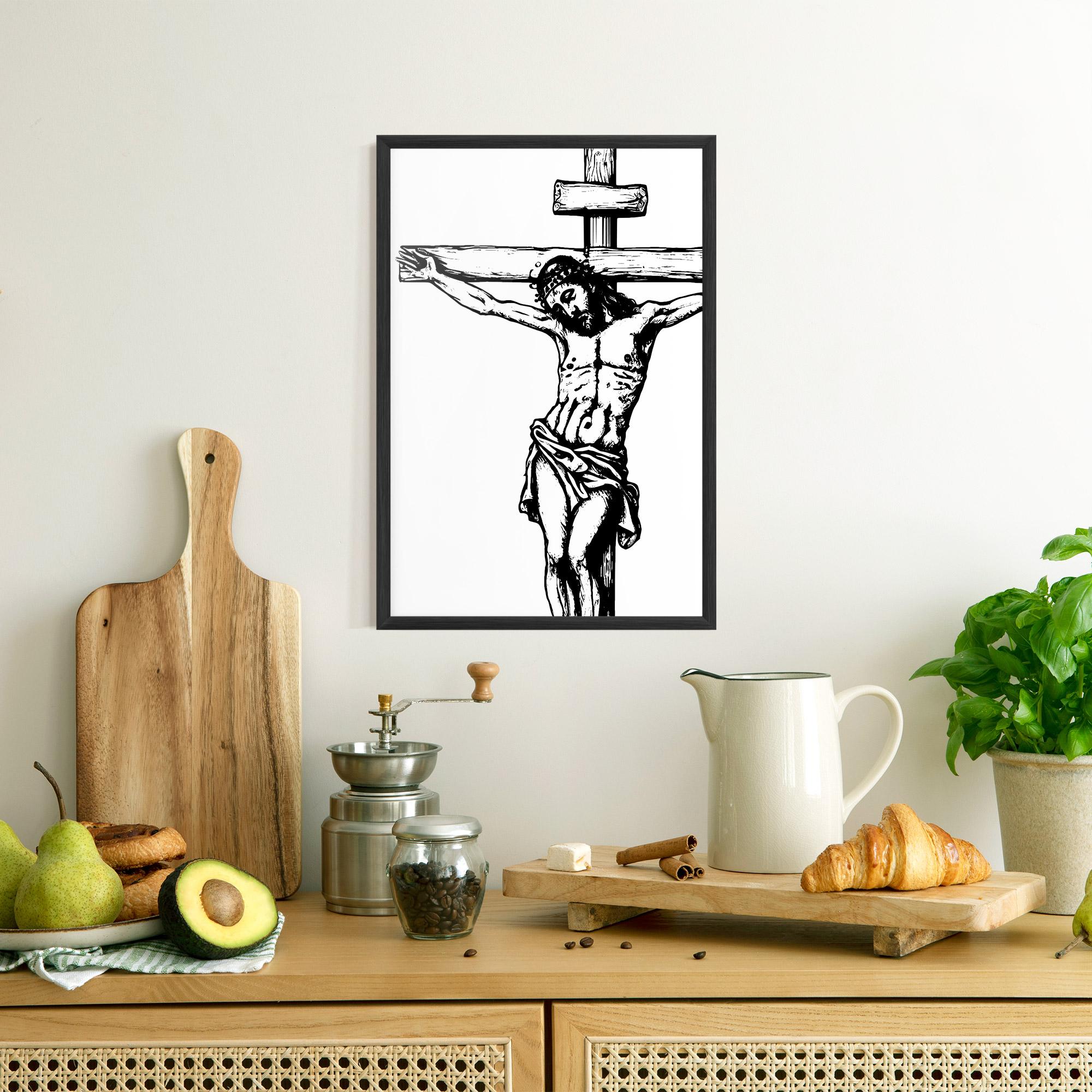 Poster Înrămat Jesus Black Line mockup 8