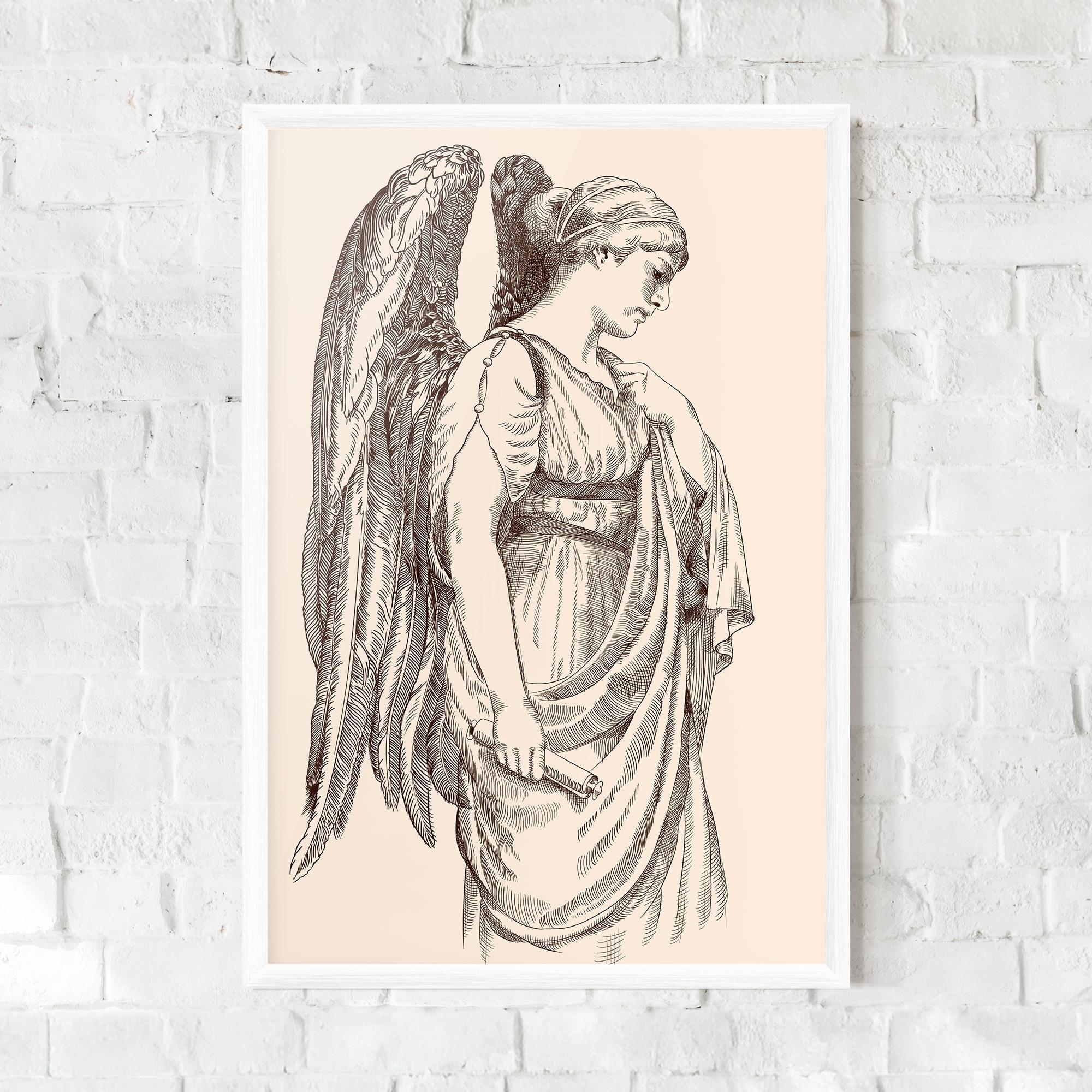 Poster Înrămat Angel Brown Line mockup 0