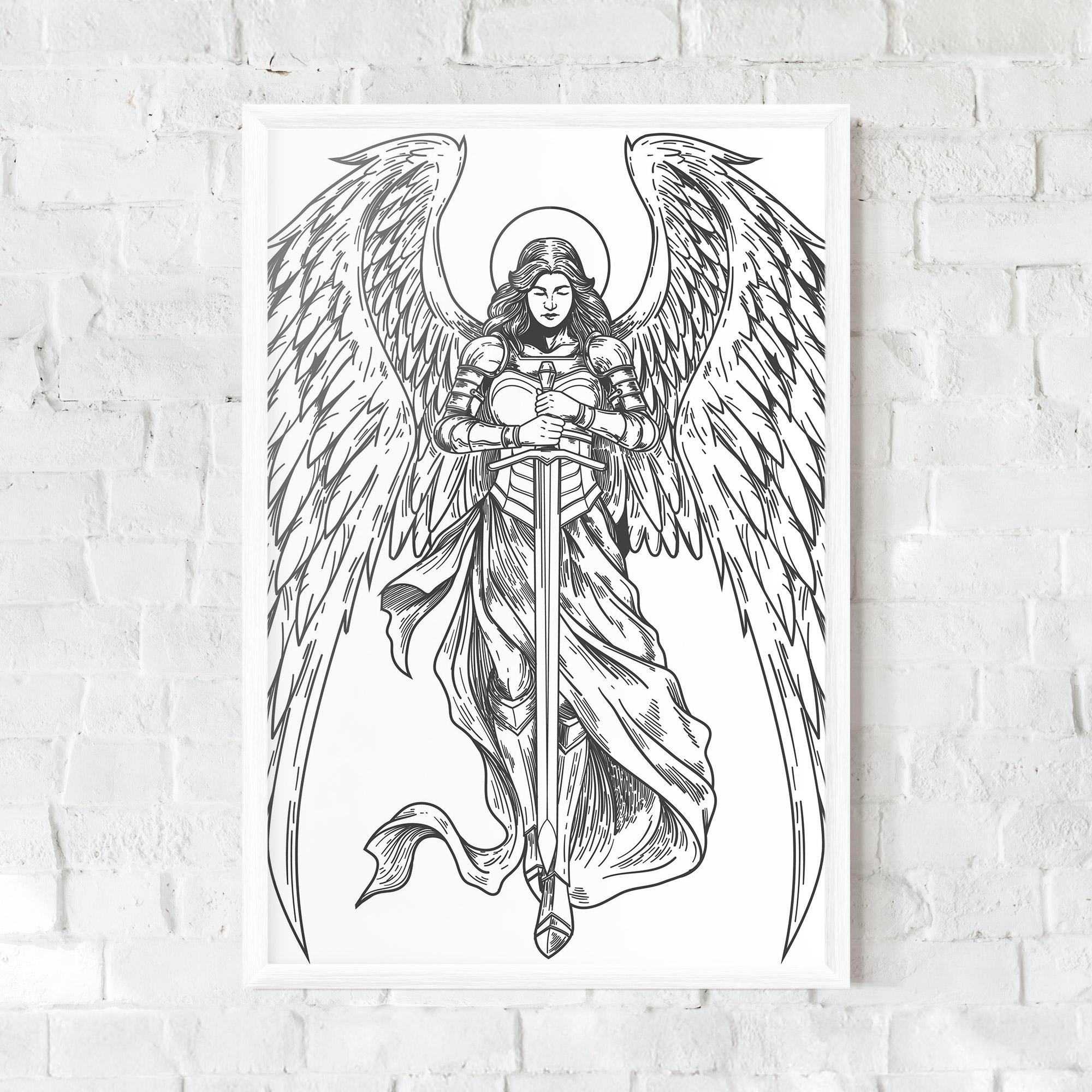 Poster Înrămat Grey Line Angel mockup 0