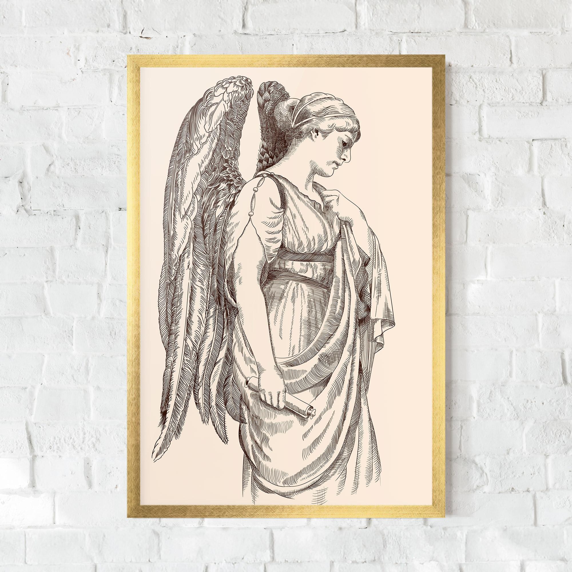 Poster Înrămat Angel Brown Line mockup 0