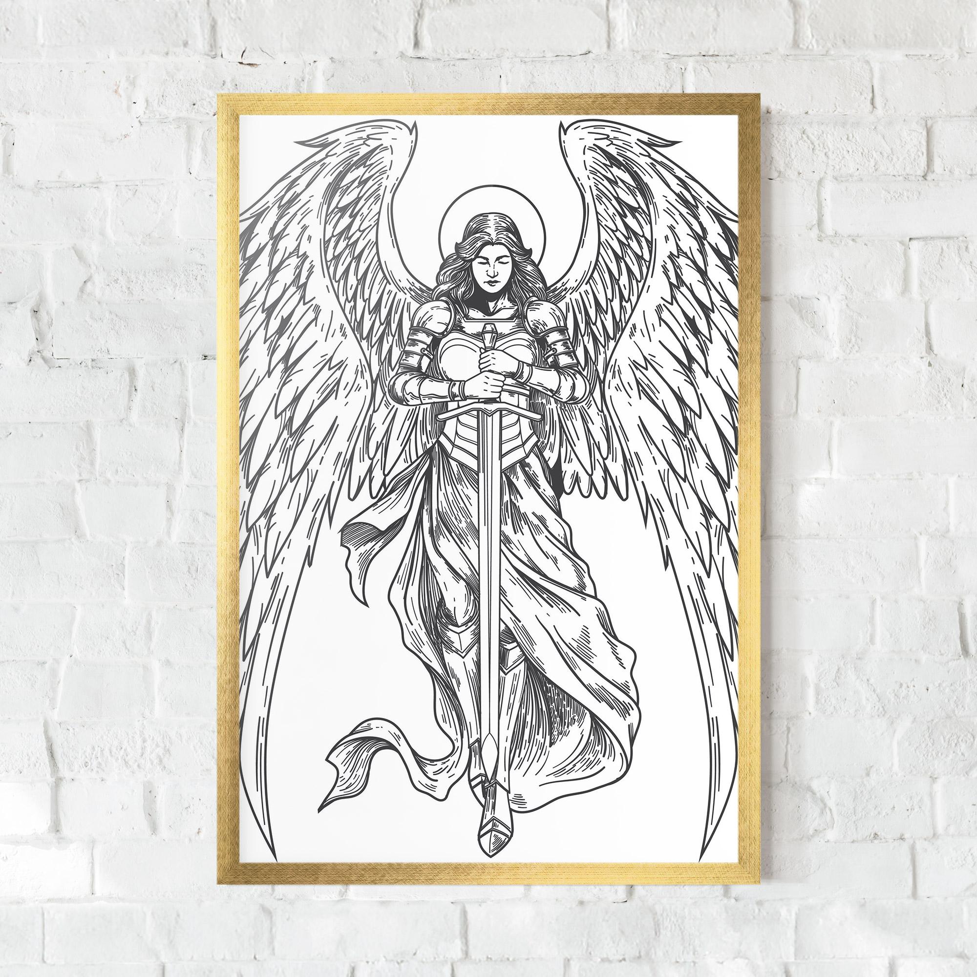 Poster Înrămat Grey Line Angel mockup 0