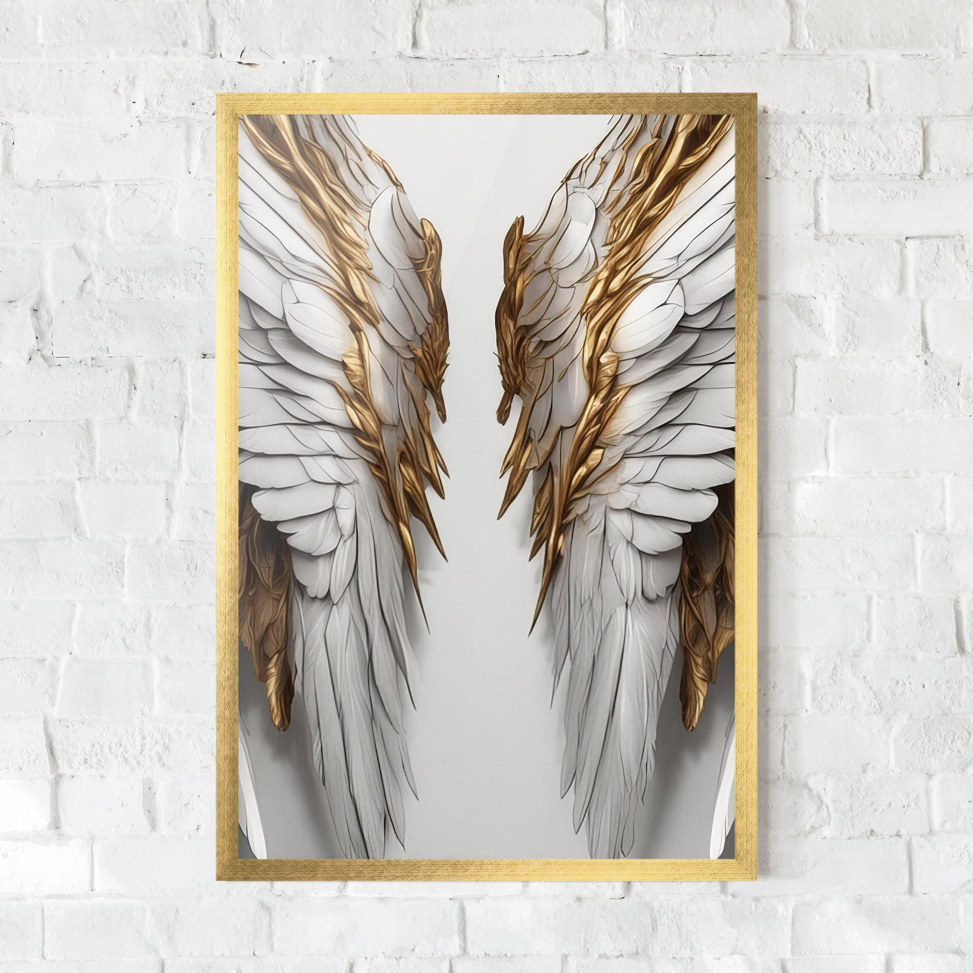 Poster Înrămat Realistic Gold Angel Wings mockup 0