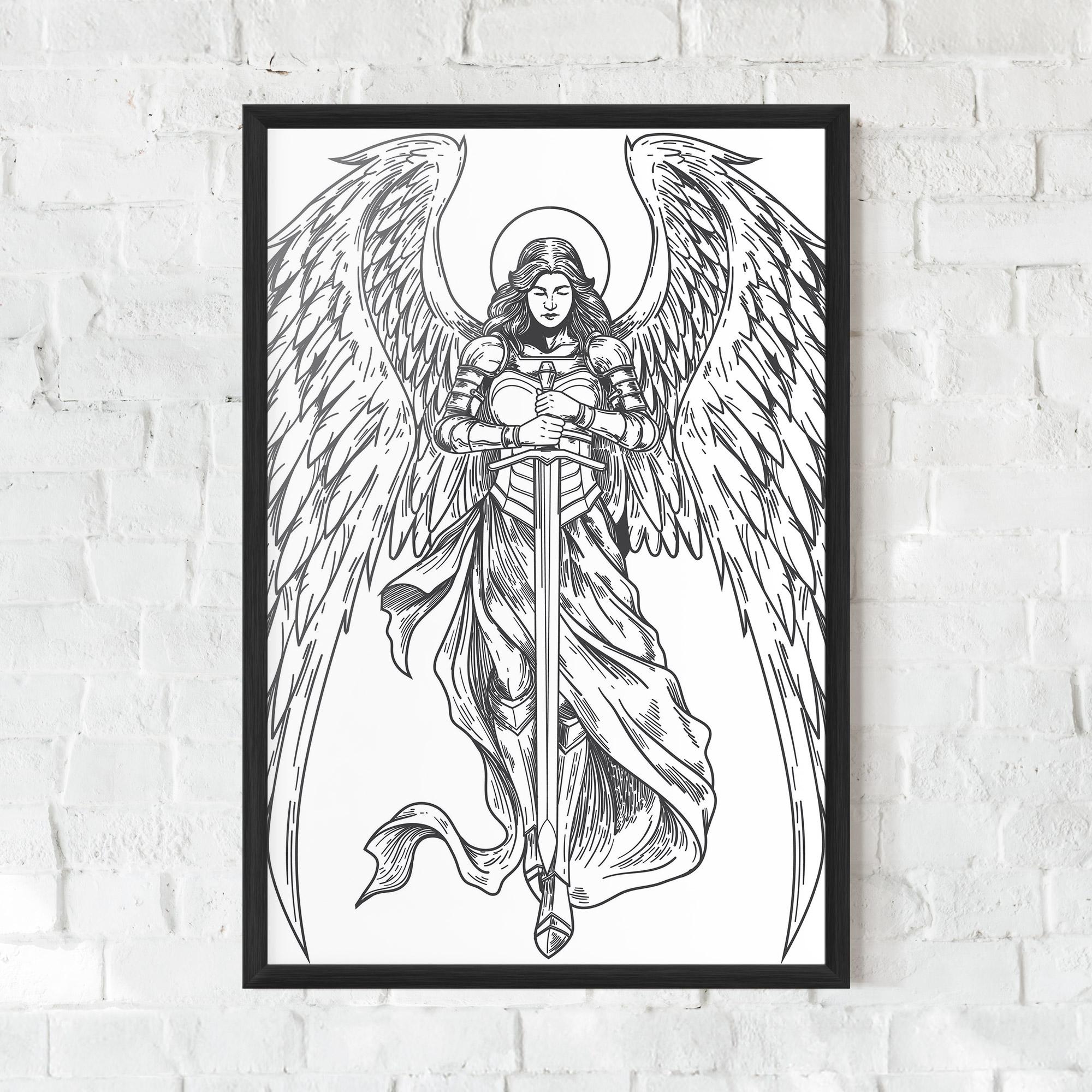 Poster Înrămat Grey Line Angel mockup 0