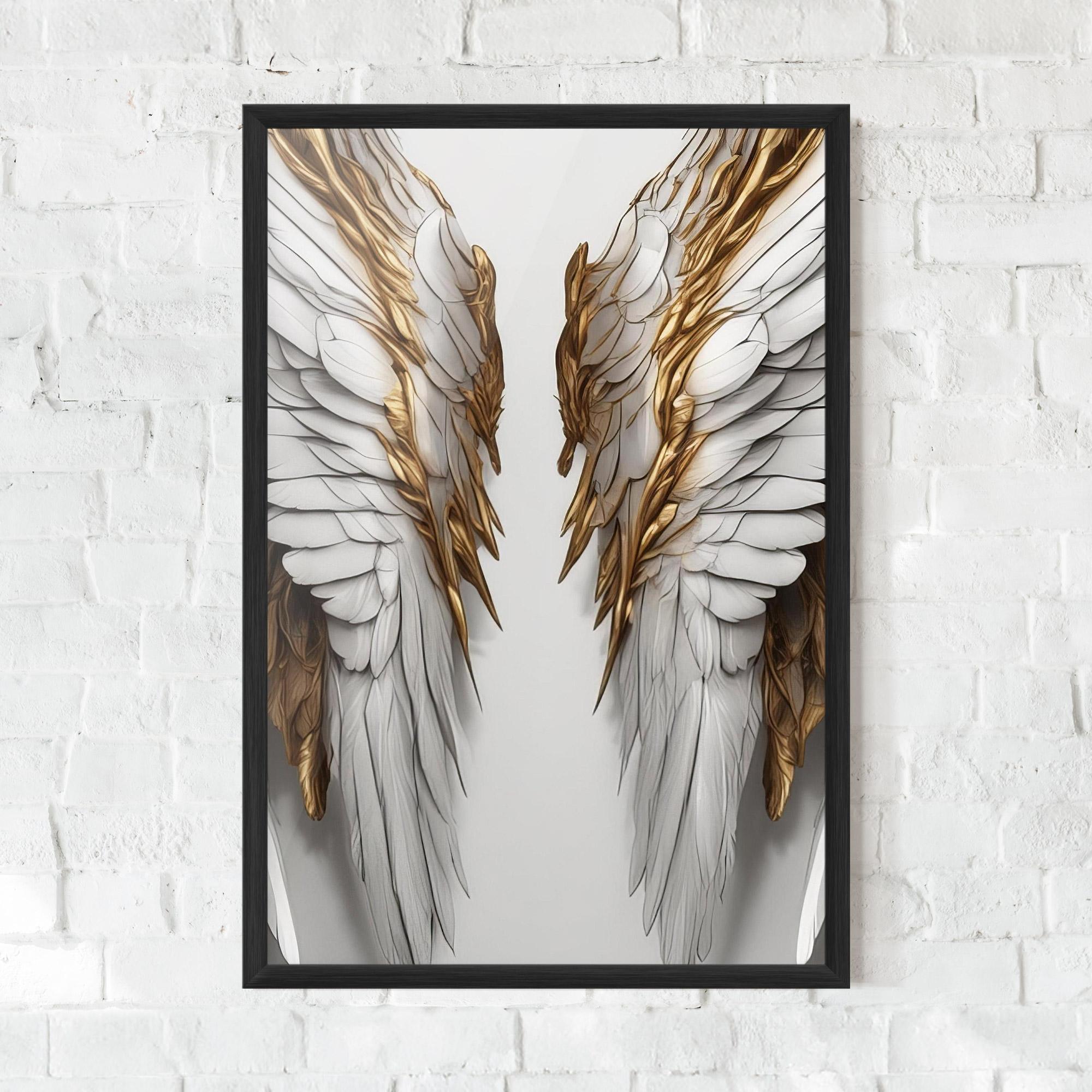 Poster Înrămat Realistic Gold Angel Wings mockup 0