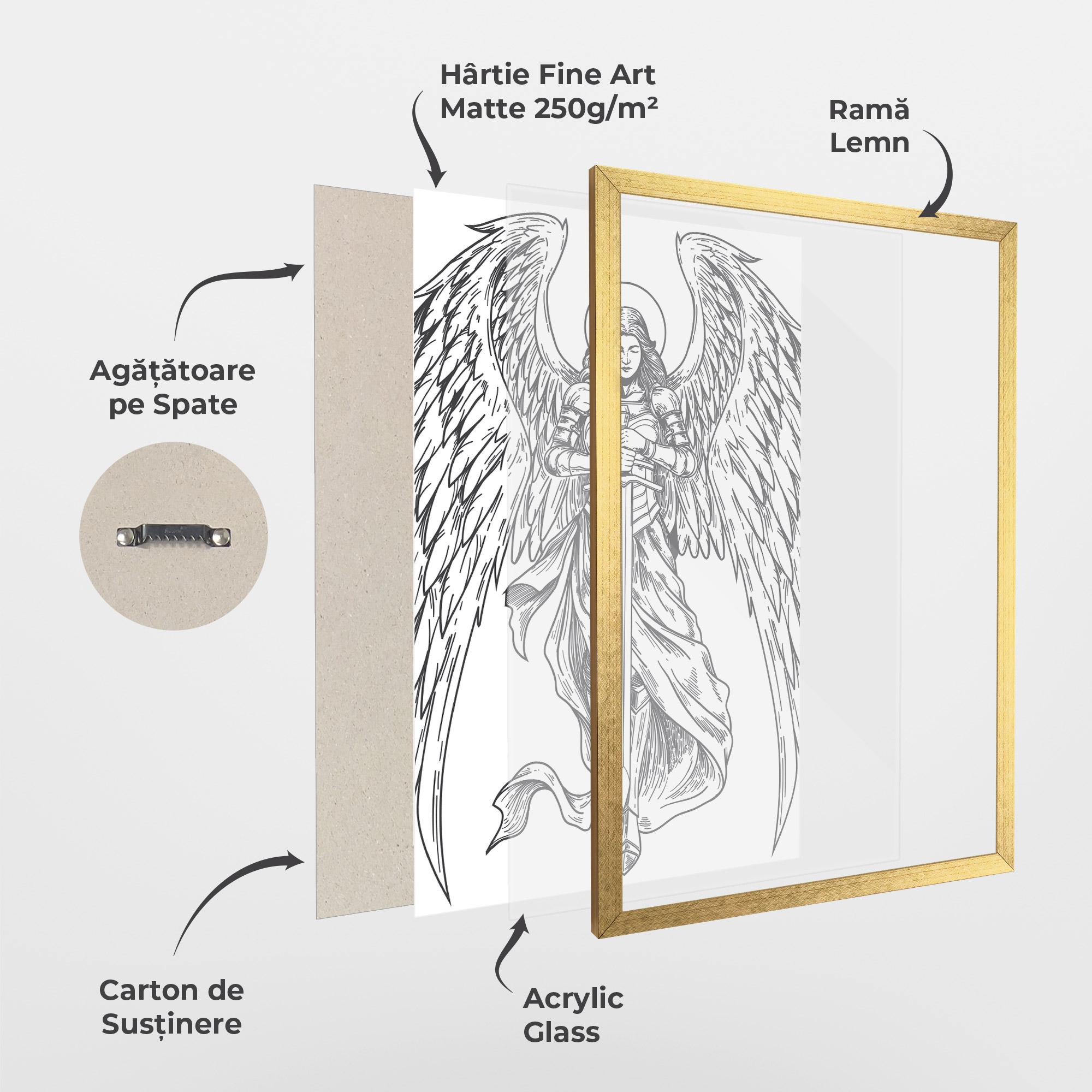 Poster Înrămat Grey Line Angel mockup 1