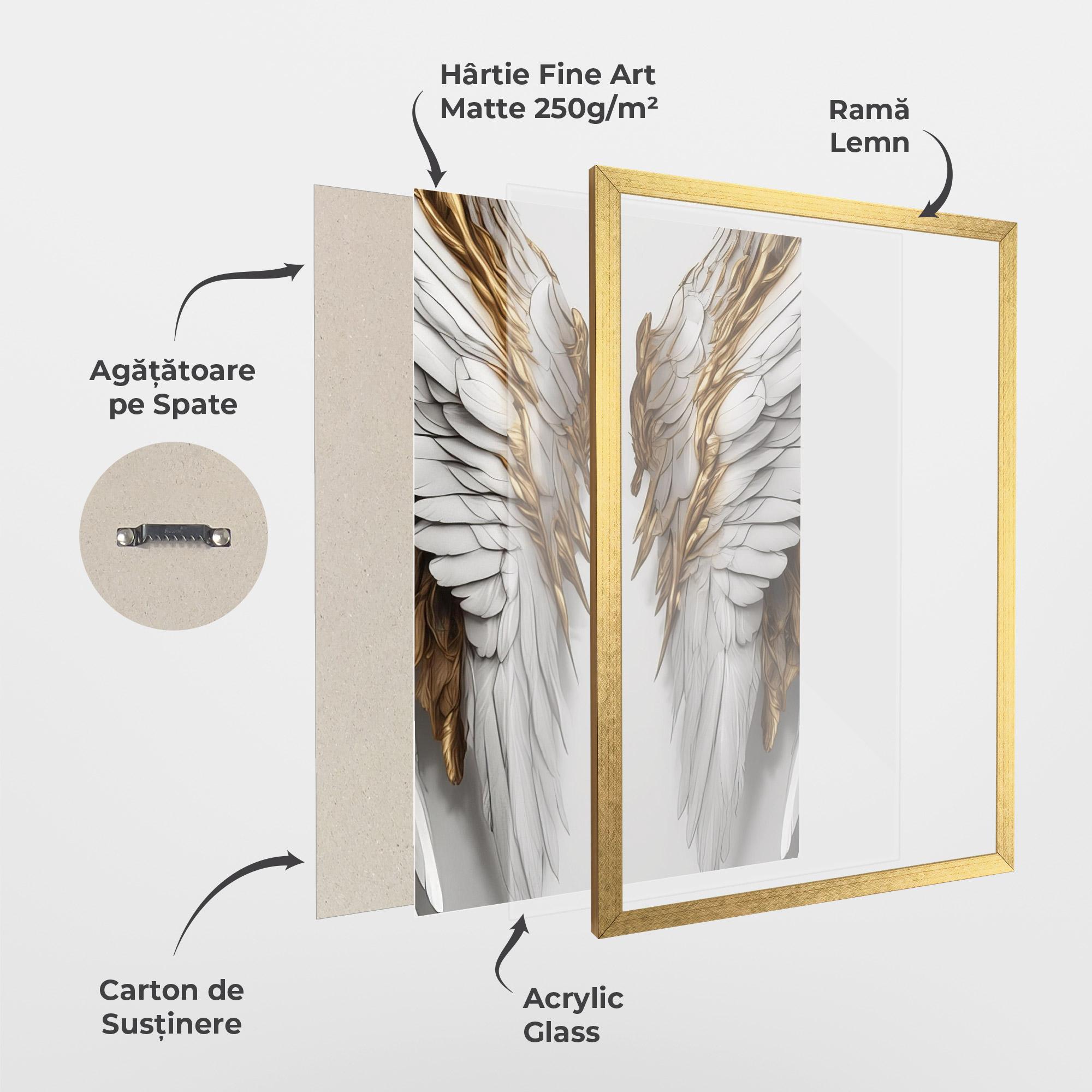 Poster Înrămat Realistic Gold Angel Wings mockup 1