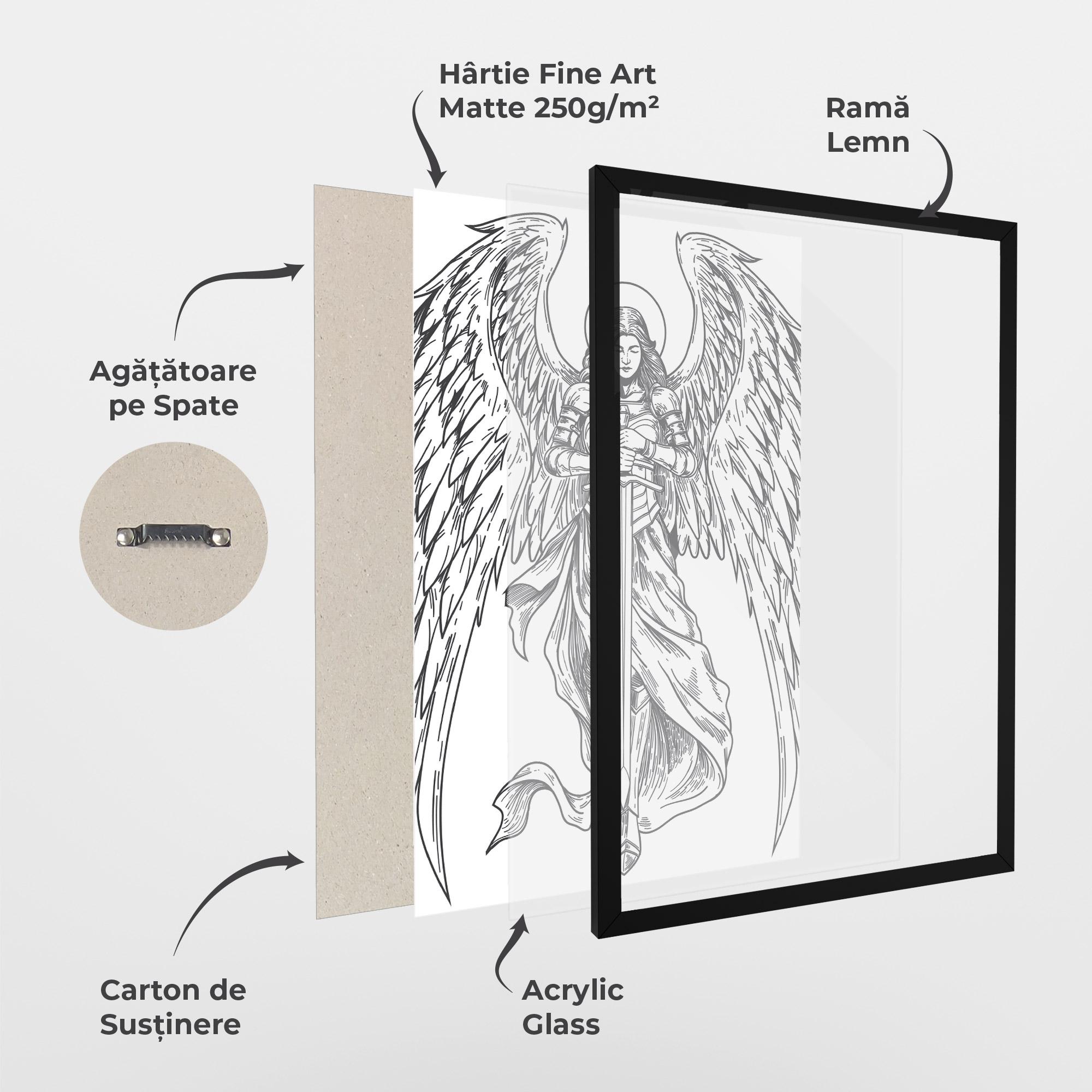 Poster Înrămat Grey Line Angel mockup 1