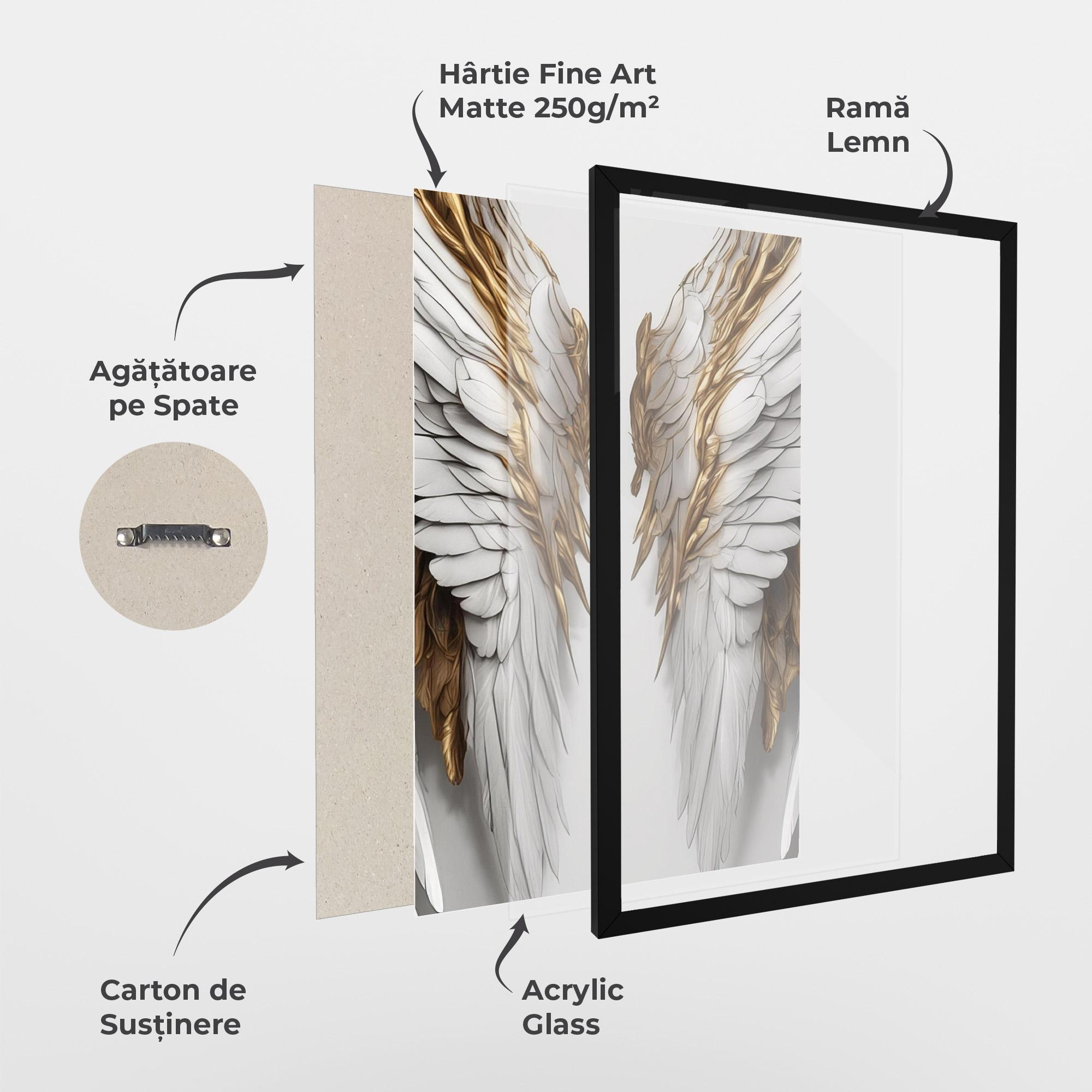 Poster Înrămat Realistic Gold Angel Wings mockup 1