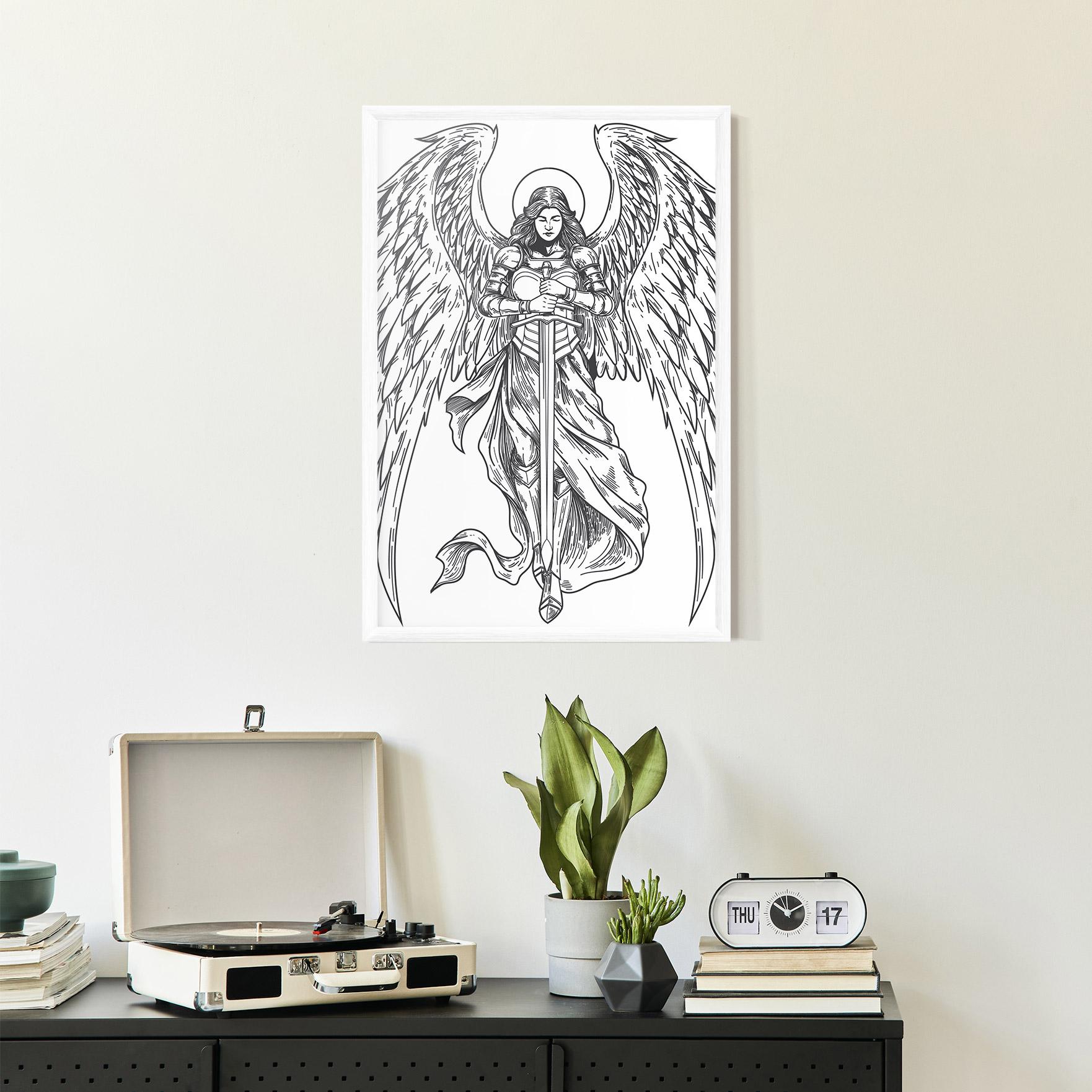 Poster Înrămat Grey Line Angel mockup 2