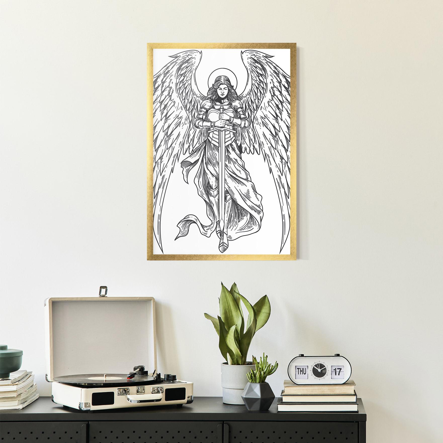 Poster Înrămat Grey Line Angel mockup 2