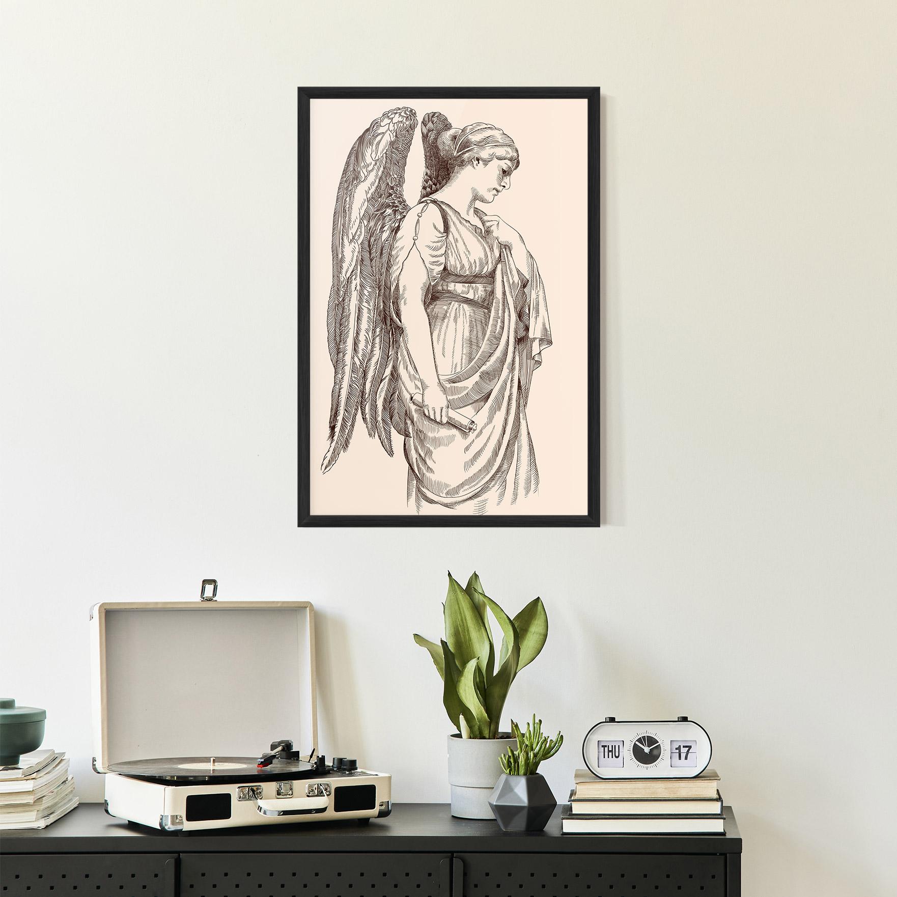 Poster Înrămat Angel Brown Line mockup 2