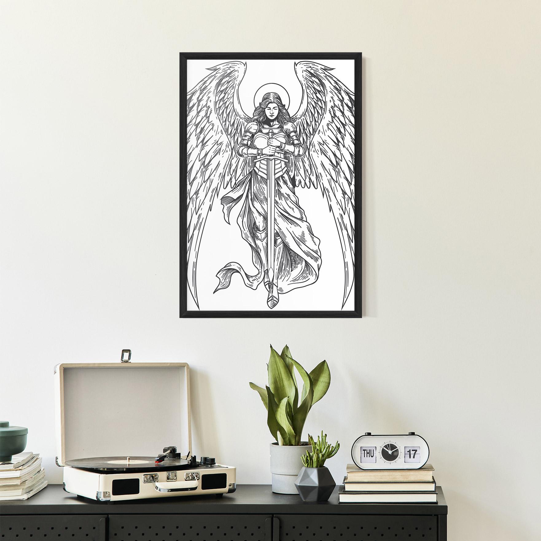 Poster Înrămat Grey Line Angel mockup 2