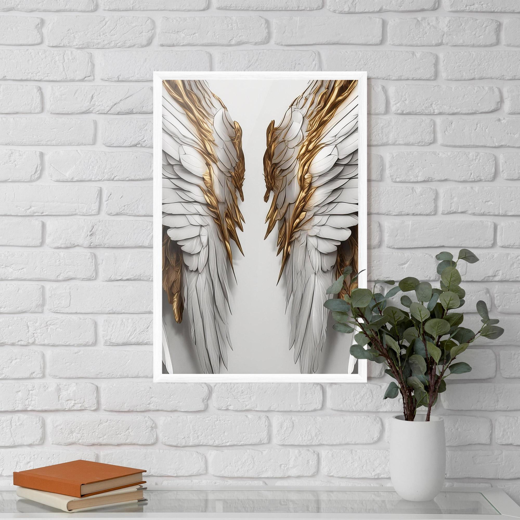 Poster Înrămat Realistic Gold Angel Wings mockup 5